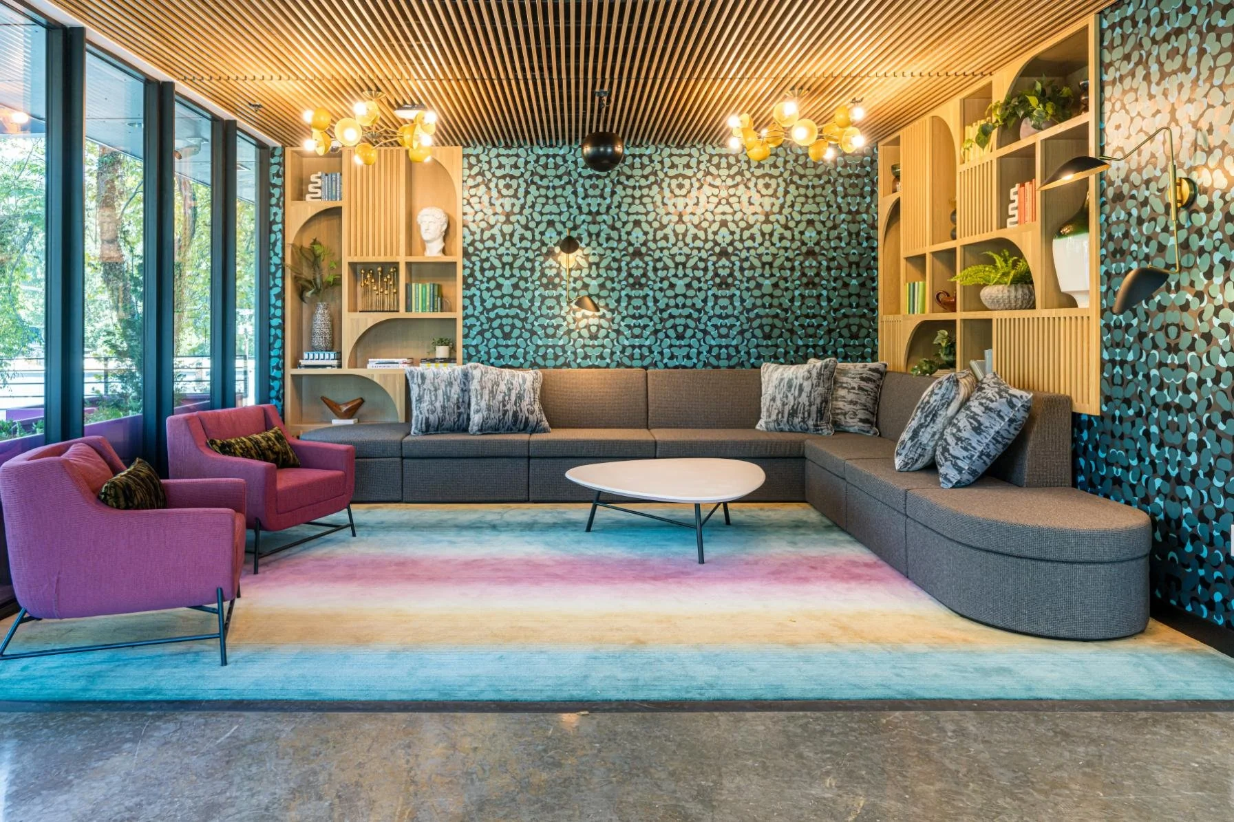 Inviting hotel lobby design by an Asheville interior designer