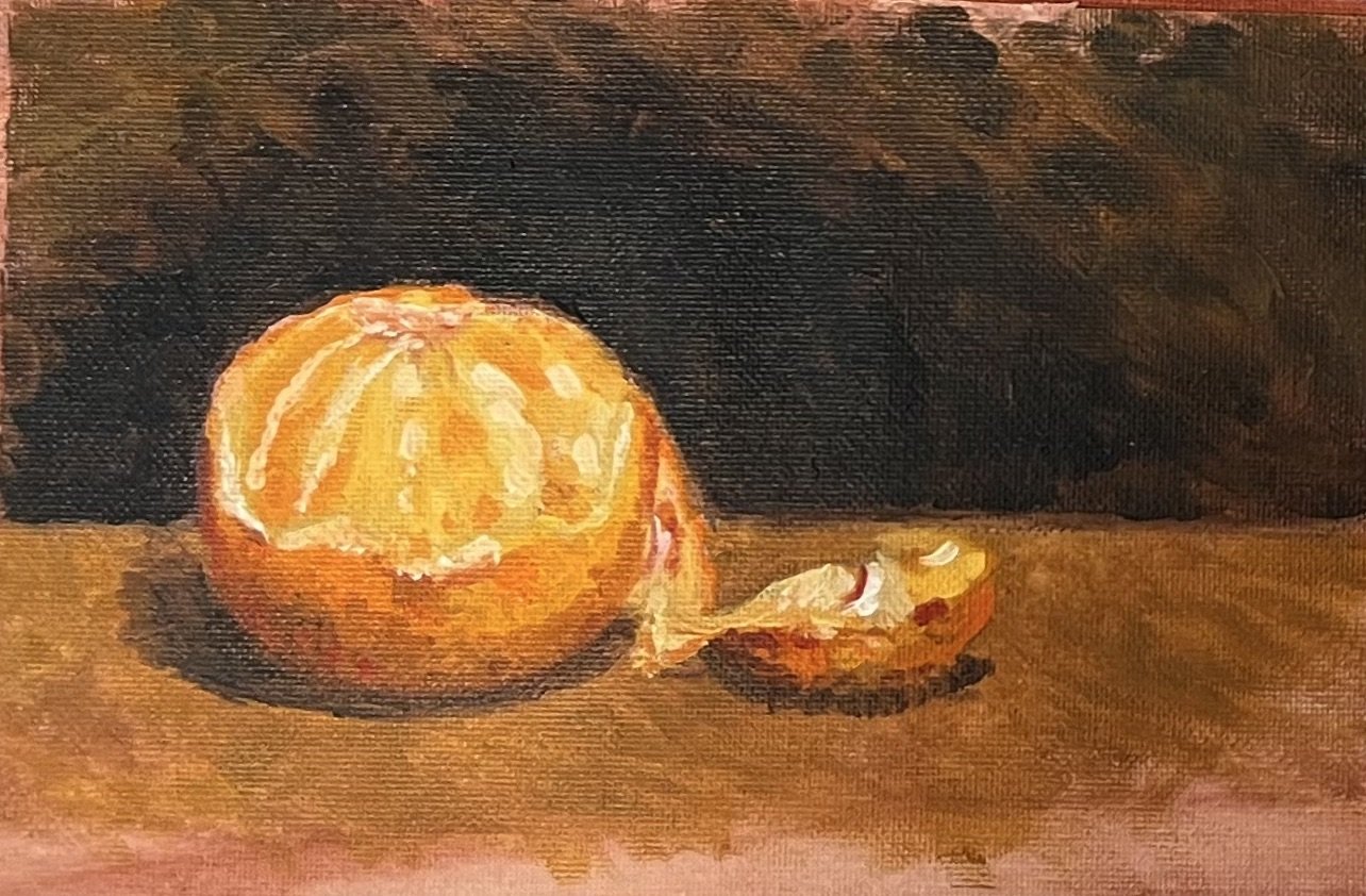 Orange Peeled, oil on canvas, 6 x 8 inches