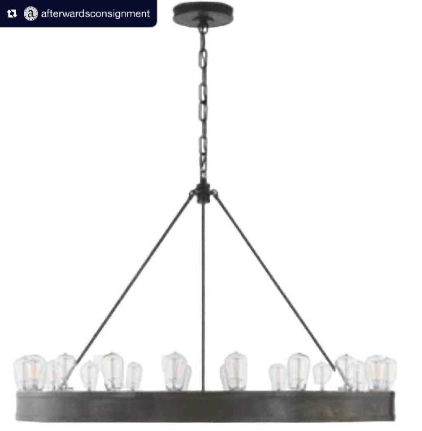 Repost from @afterwardsconsignment
&bull;
Ralph Lauren Roark 30&rdquo; Modular Ring Chandelier. Suspended by a chain, it features a halo of 16 exposed bulbs that cast brilliant light throughout the room. The modular design allows for the bulbs to be 