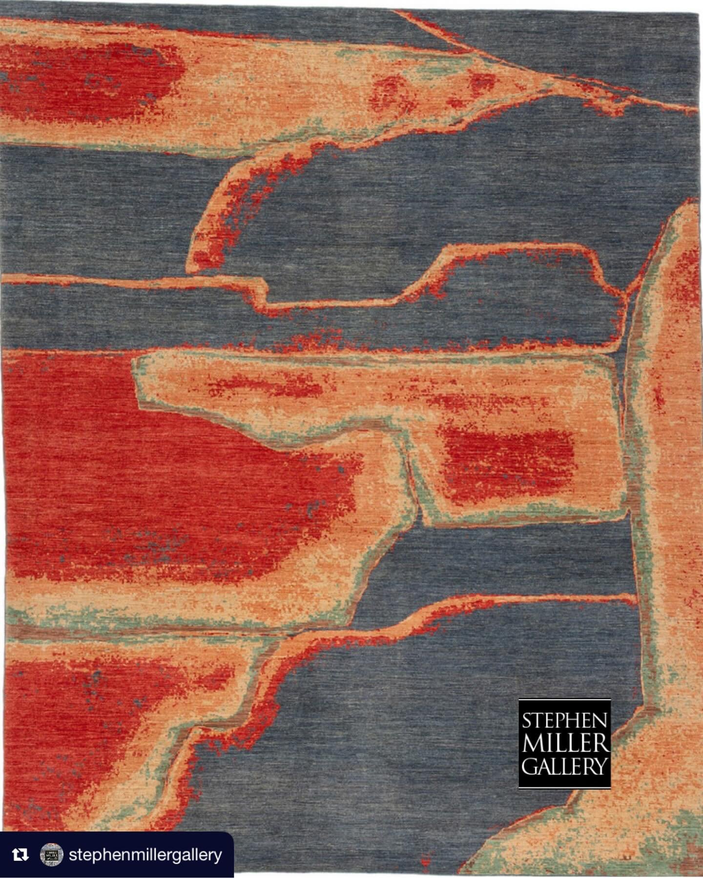 Repost from @stephenmillergallery
&bull;
The Landscape Dara Heat Rug evokes the meeting of mountains and elements, a handwoven landscape in motion.
Bold shades of slate blue, teal, cinnabar, beige, and terracotta ripple across the surface like earth
