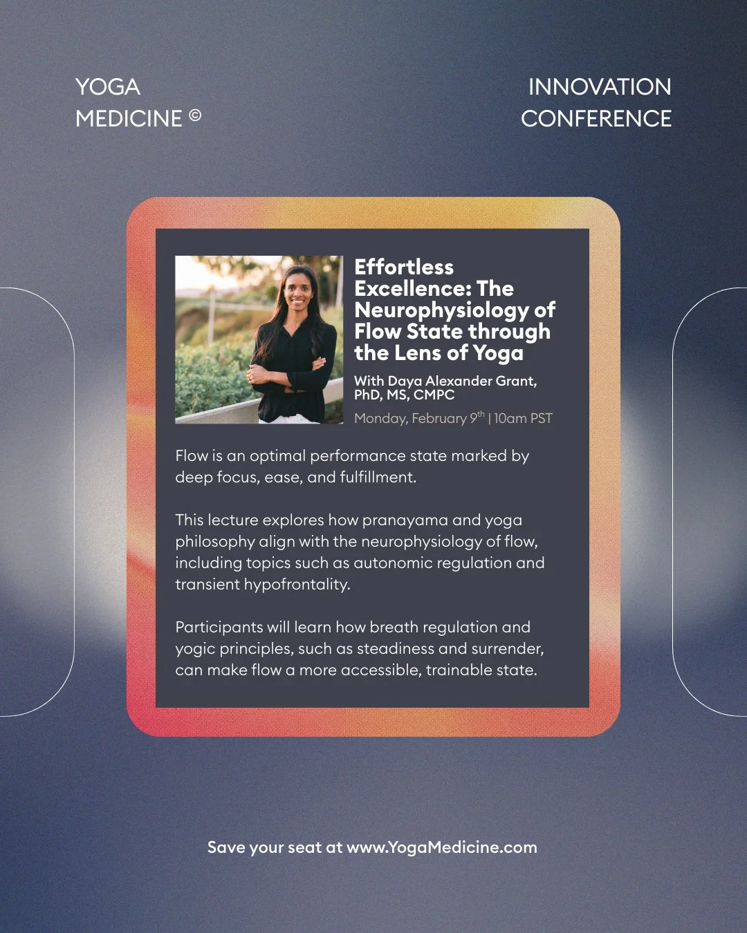 It's Innovation Conference time! I'm super excited to speak again at this year's Yoga Medicine&reg; Innovation Conference.⁠
⁠
From February 9&ndash;12, @Yoga_Medicine is bringing together physicians, researchers, PhDs, physical therapists, and therap