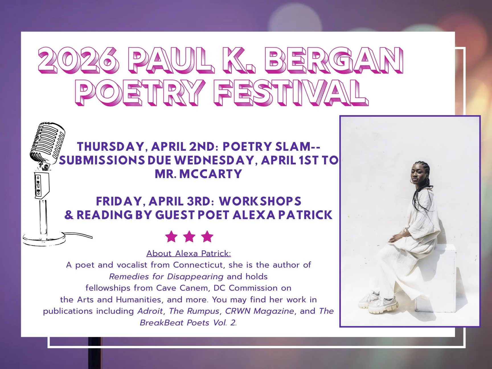 2026 Paul K. Bergan Poetry Festival ft. Alexa Patrick