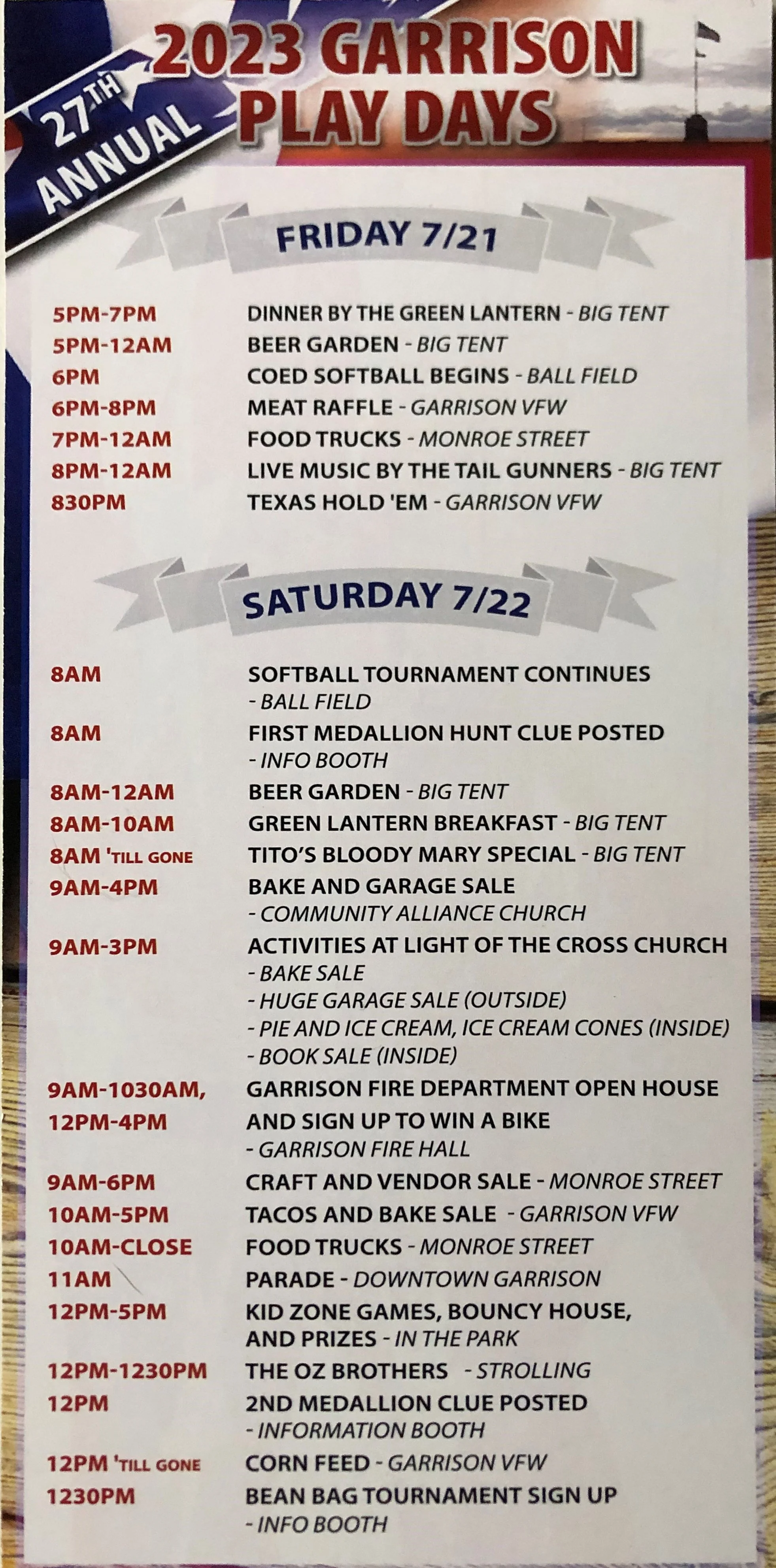 Garrison Play Days — Garrison Commercial Club