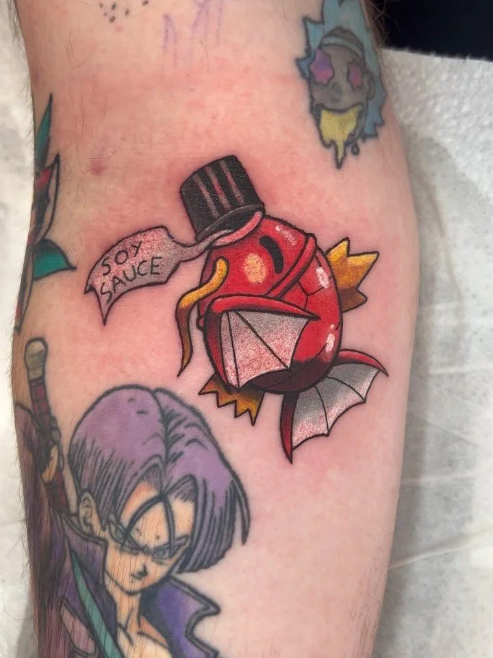 Will brought me a great concept for a tattoo and I brought it to life on his skin!! Wills a legend, be like Will!! 
Always a great day tattooing Pokemon ❤️
#pokemon #pokemontattoo #pokemontcg #pokémon #pokemontattoos #anime #animes #animetatt