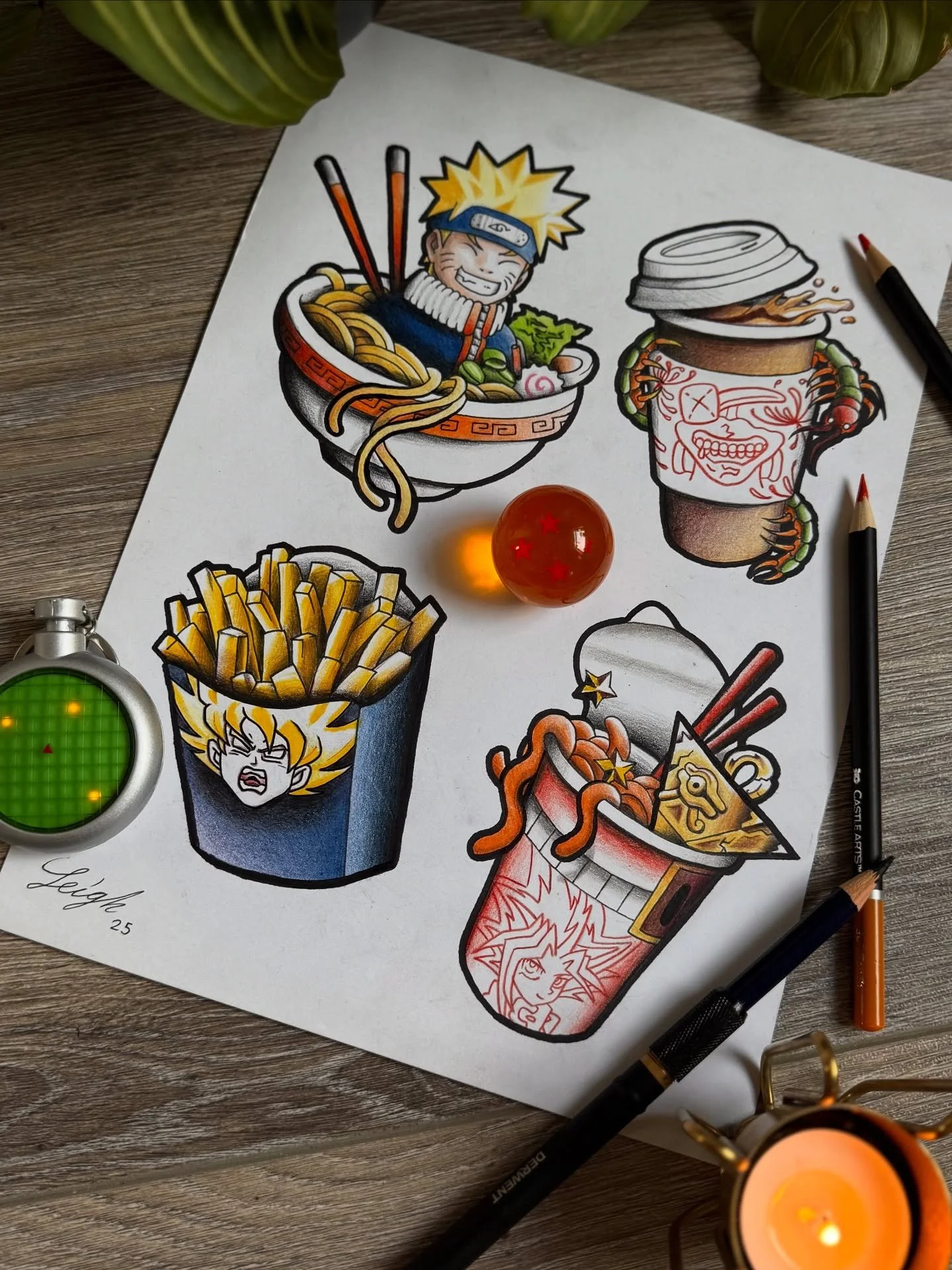 🍥🍜 anime food!! 🥡🥢
.
.
Dm to book ✨ discounted rates apply
.
.
.
.
.
#dragonballz #dragonball #dragonballtattoo #colortattoo #tokyoghoultattoo #coffeetattoo #yugioh #yugiohtattoo #noodlestattoo #flashtattooart #flashtattoodesign #juniorartist #ta