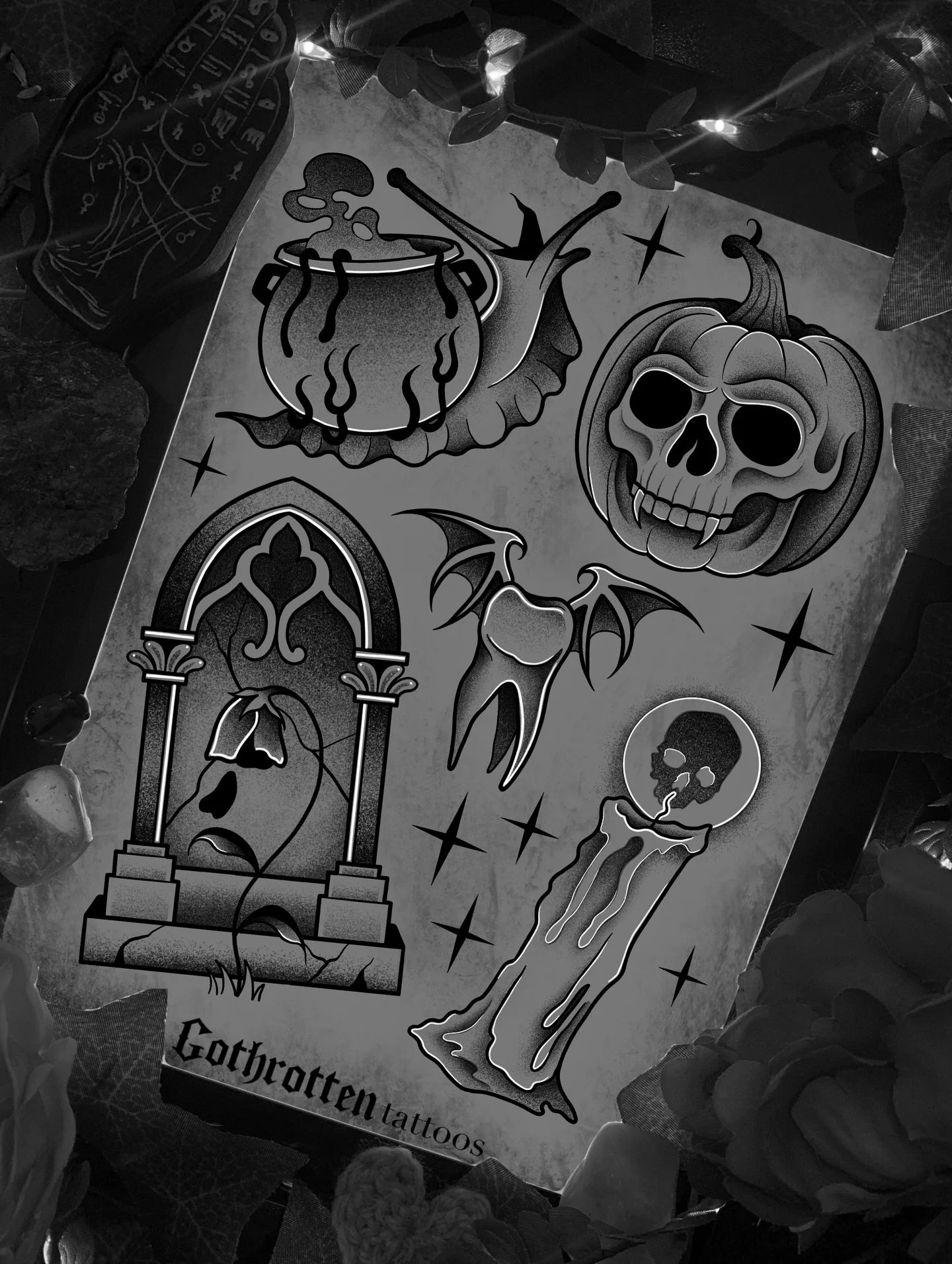 New flash!!! 🎃💀🦇🥀✨

Message me to book in!
✨Blackwork/ornamental/dotwork tattoos✨ 

#belfast #belfasttattoo #belfasttattoos