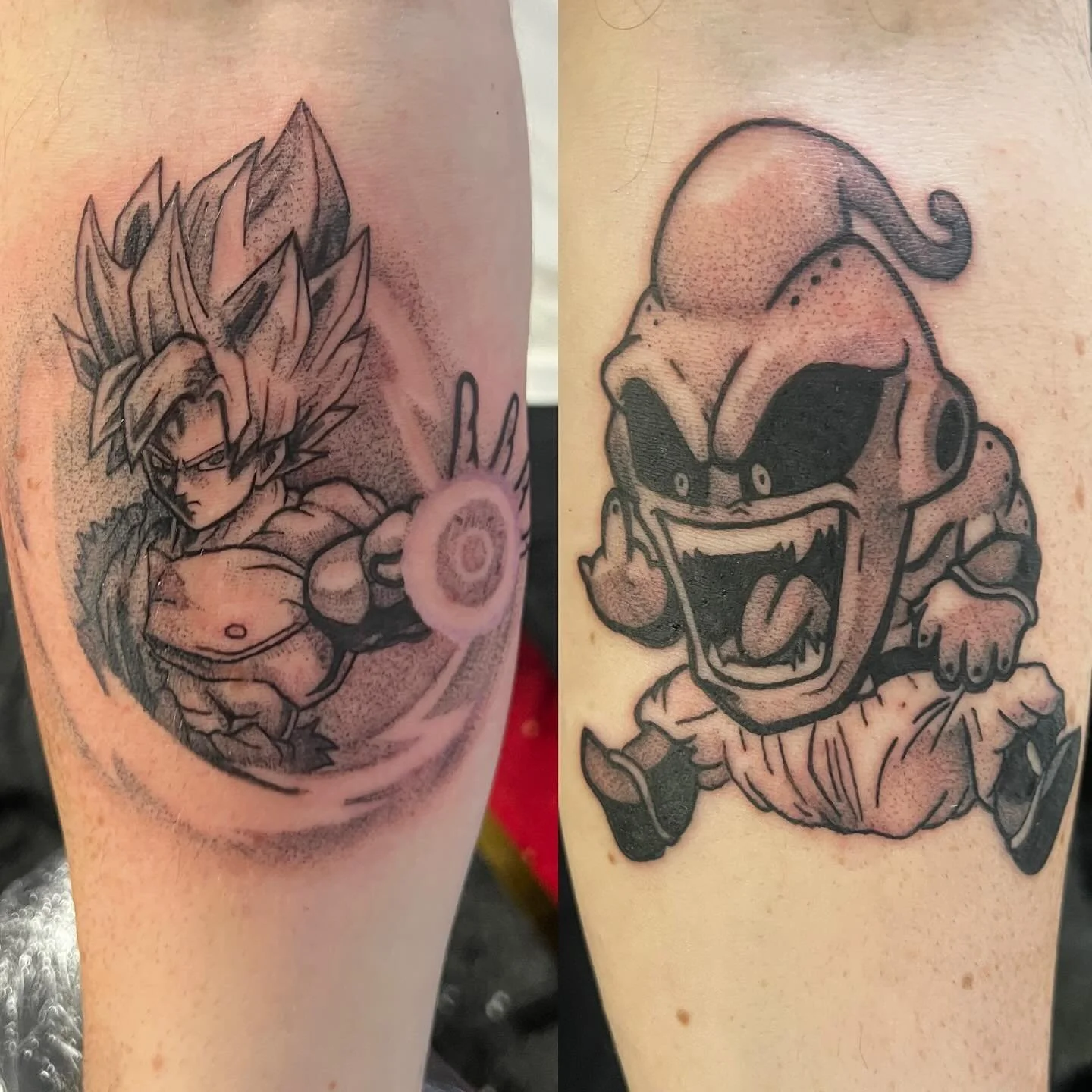 Got to do a Goku Vs Kid Buu for my guy Danny on his two forearms @dublintattooconvention last weekend!!

Had a blast 🔥 
 
#dbz #dragonballz #goku #dragonball #kidbuu #majinbuu #buu #anime #animes #animetattooartist #animetattooartists #animetattoobr