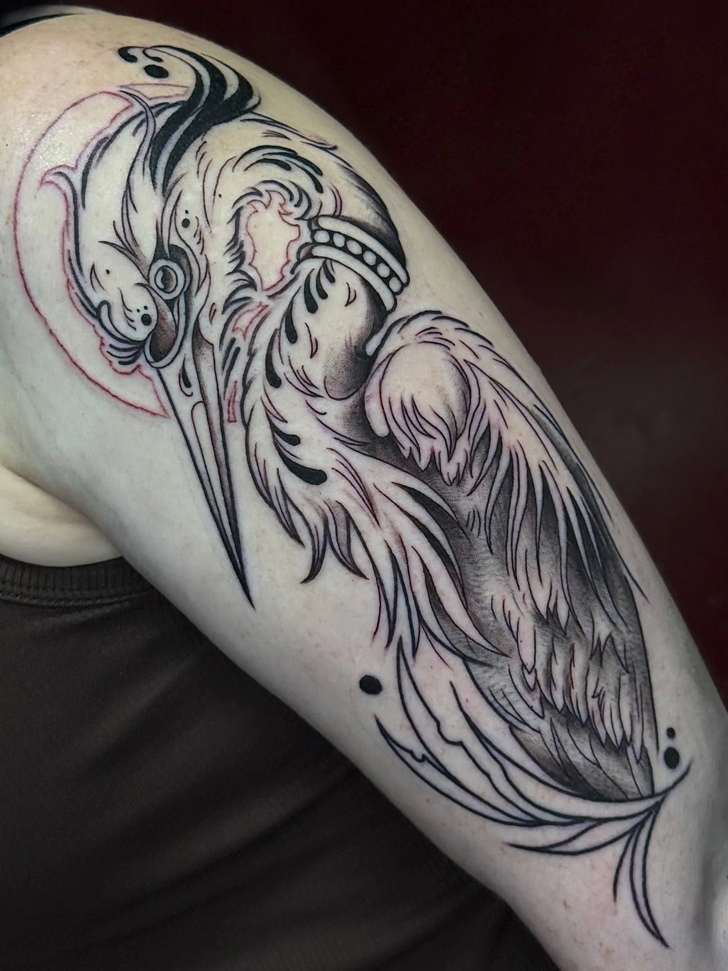 🦩Work in progress🦩
.
.
Can&rsquo;t wait to finish this Heron design for my wonderful cousin @theharmonyhippy 🧡 go check her out her page and get booked in with her for breathwork sessions and more ✨🙏 
.
.
.
#herons #birds #bird #heron #nature #bi