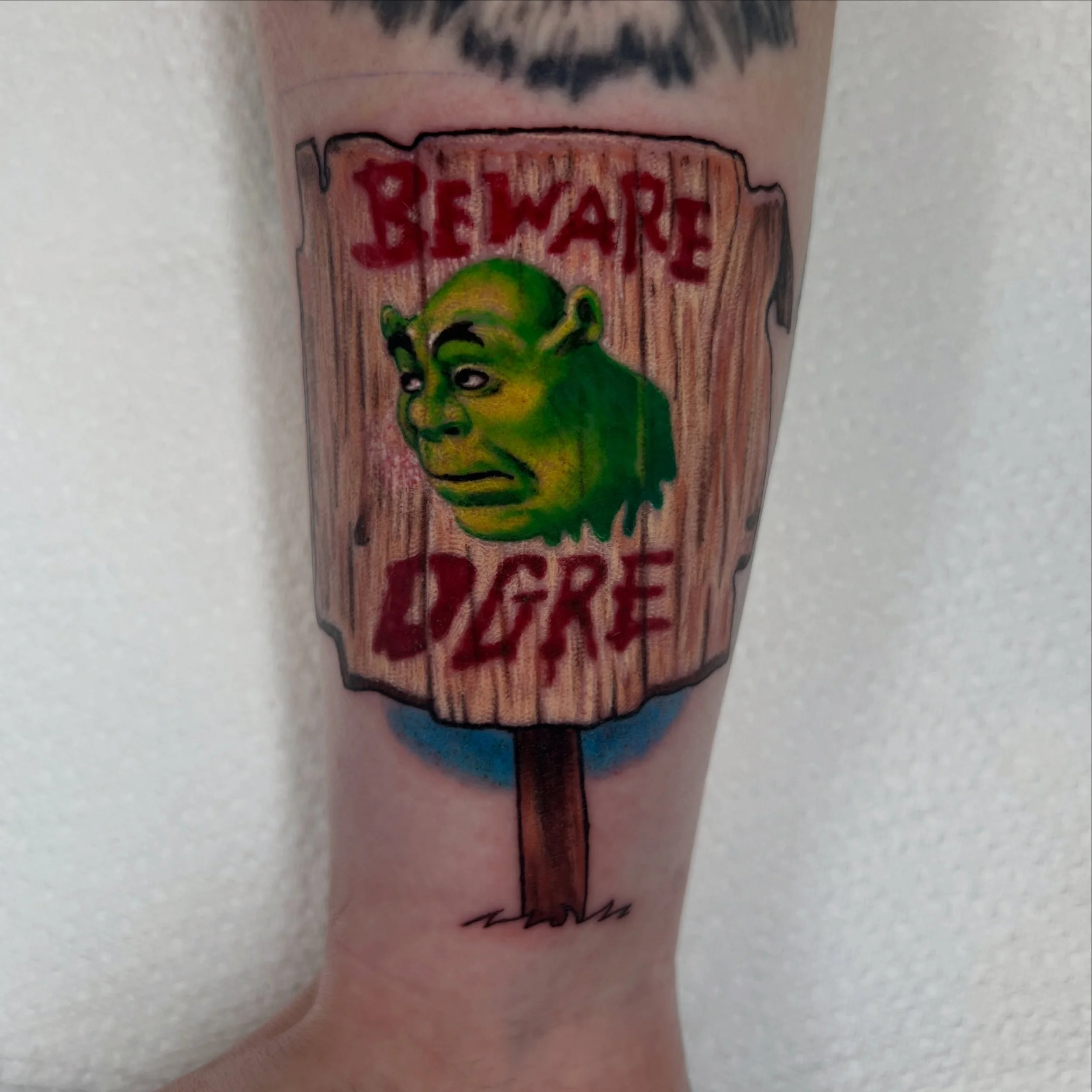 Got told this shrek banger for Shannen today! Good vibes in the tat swamp today 💚 

#shrek #dreamworks #tattoo #tattooartist #belfast