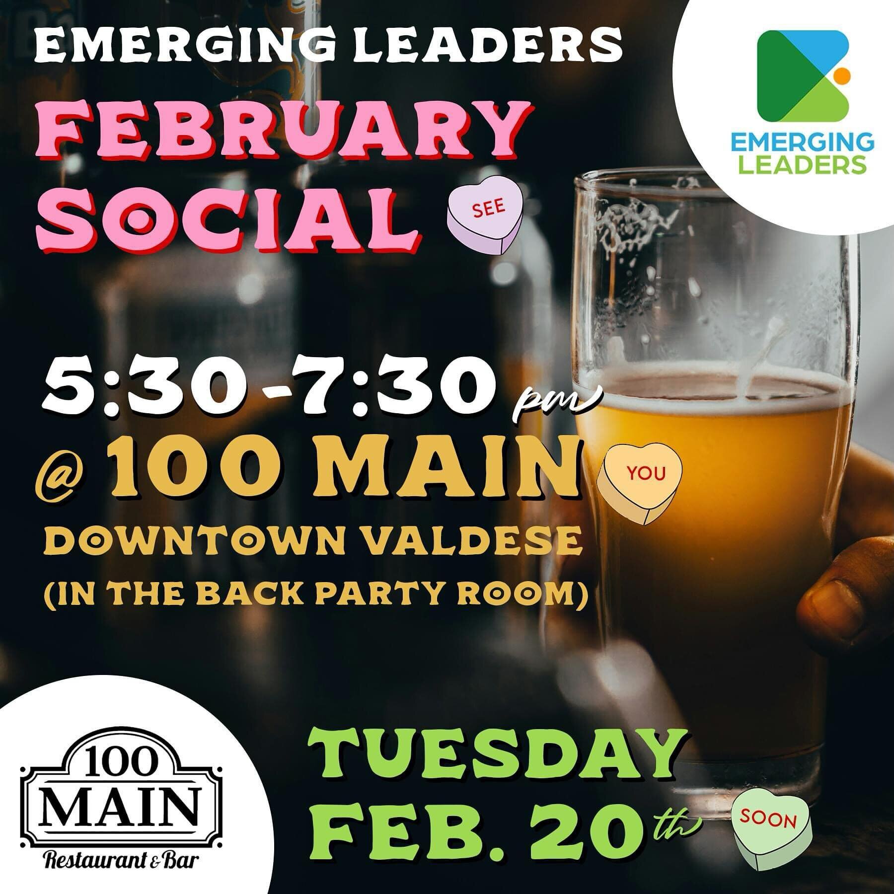 Happy Valentine&rsquo;s Day, friends! 🩷❤️💘
We have a slight detail change for our February Social @ 100 Main: Note that we will be in the back party room on the main floor of 100 Main and not in the loft. See you next Tuesday :)
&mdash;
Join us Tue