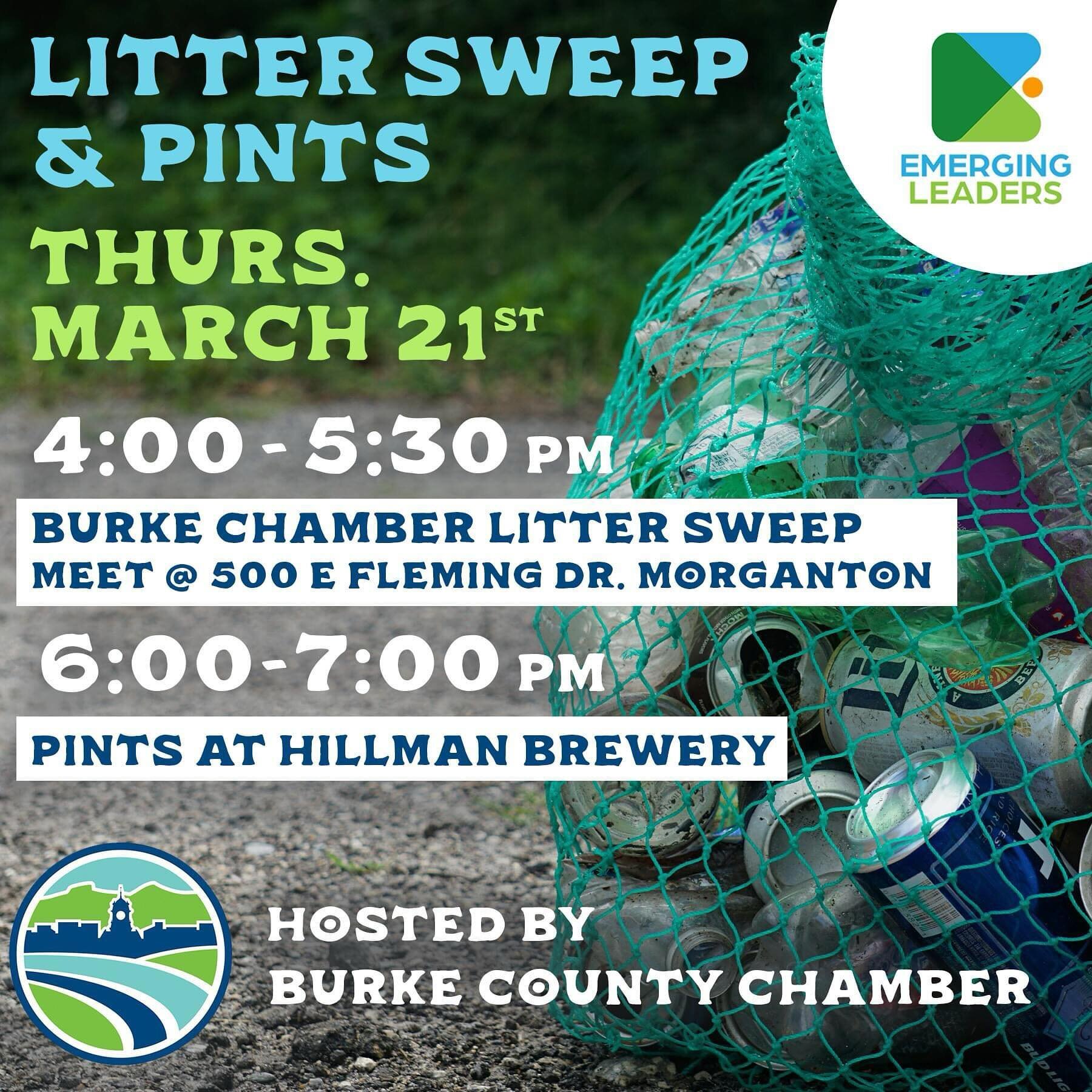 Join our Litter Sweep crew Thursday, March 21st from 4 -5:30 pm! Then join us after for a pint at Hillman Beer - Morganton at 6!🍻
📝Sign up to participate at the link in our bio.

👉3:45 pm - Meet in parking lot of Rosa De Saron Church
Located at 50