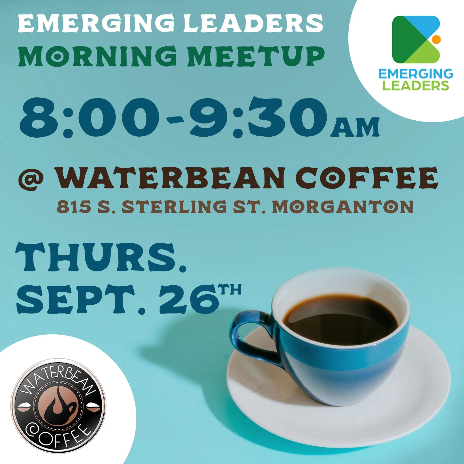 ☕ Our next morning meetup is next Thursday, September 26 from 8:00 - 9:30 am at @waterbeancoffeemorganton! (815 S Sterling St.) Meet and catch up with other young professionals in Burke County. Stop by anytime between 8 am and 9:30 am. 
Emerging Lead