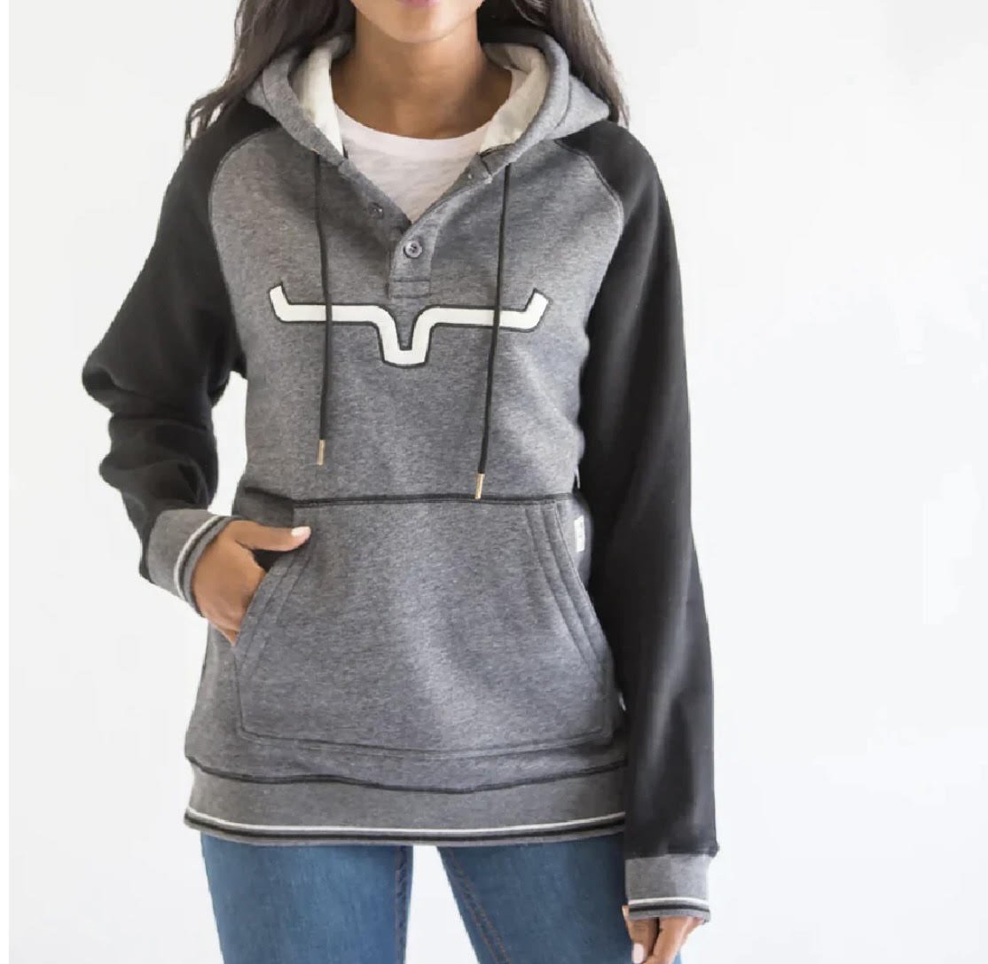 KIMES RANCH WOMEN'S AMIGO PULLOVER HOODIE Grey/BLK — CoffmanTack
