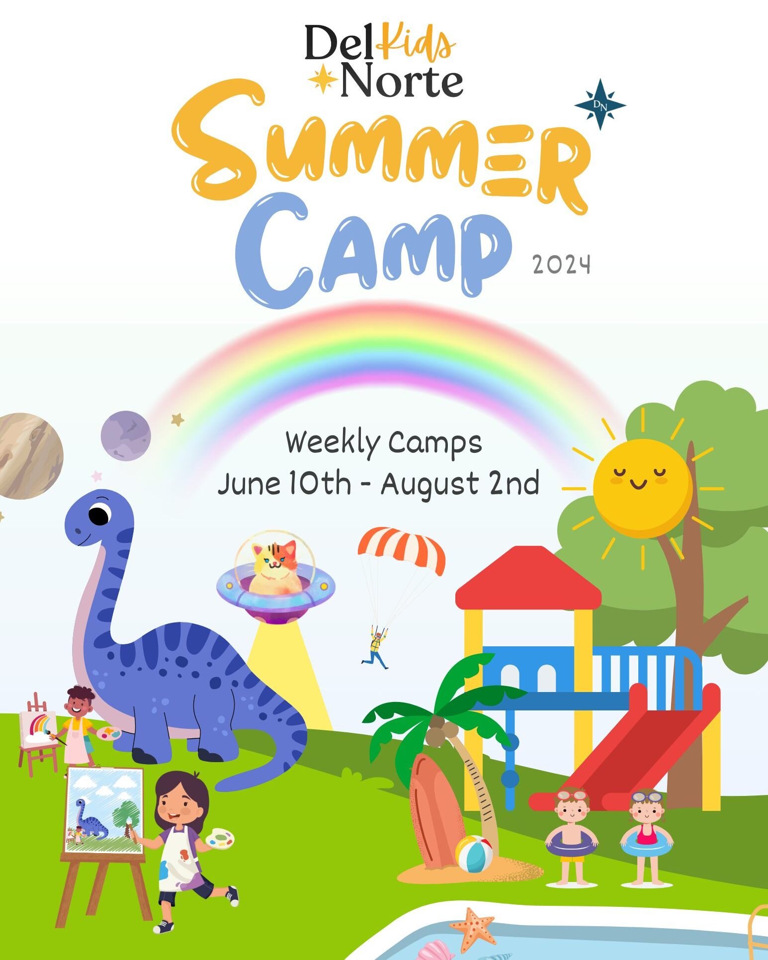 Registration for Del Norte Summer Camp is now open! 

8 Weekly camps:  Monday - Friday 8:00am-5:00pm.

&bull;	6/10-6/14	Mess Fest
&bull;	6/17-6/21	Happy and Healthy
&bull;	6/24-6/28	Beach Week 
&bull;	7/1-7/5  Mission Possible
&bull;	7/8-7/12  Kid Ch