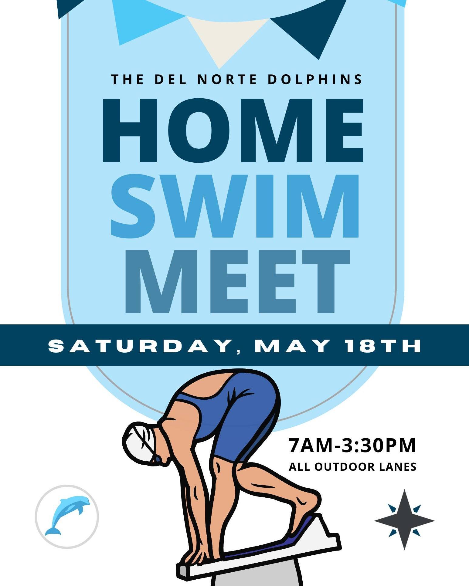 The Dolphin's first home swim meet of the season is this Saturday the 18th from 7am-3:30pm. All of the outdoor pool lanes will be dedicated to the swim meet. Expect more people on campus during the event. Good luck to all our swimmers. Go Dolphins!
