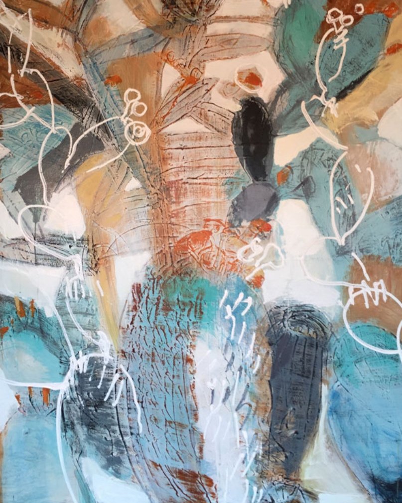 Cactus Cluster I, 48X60 mixed media on canvas