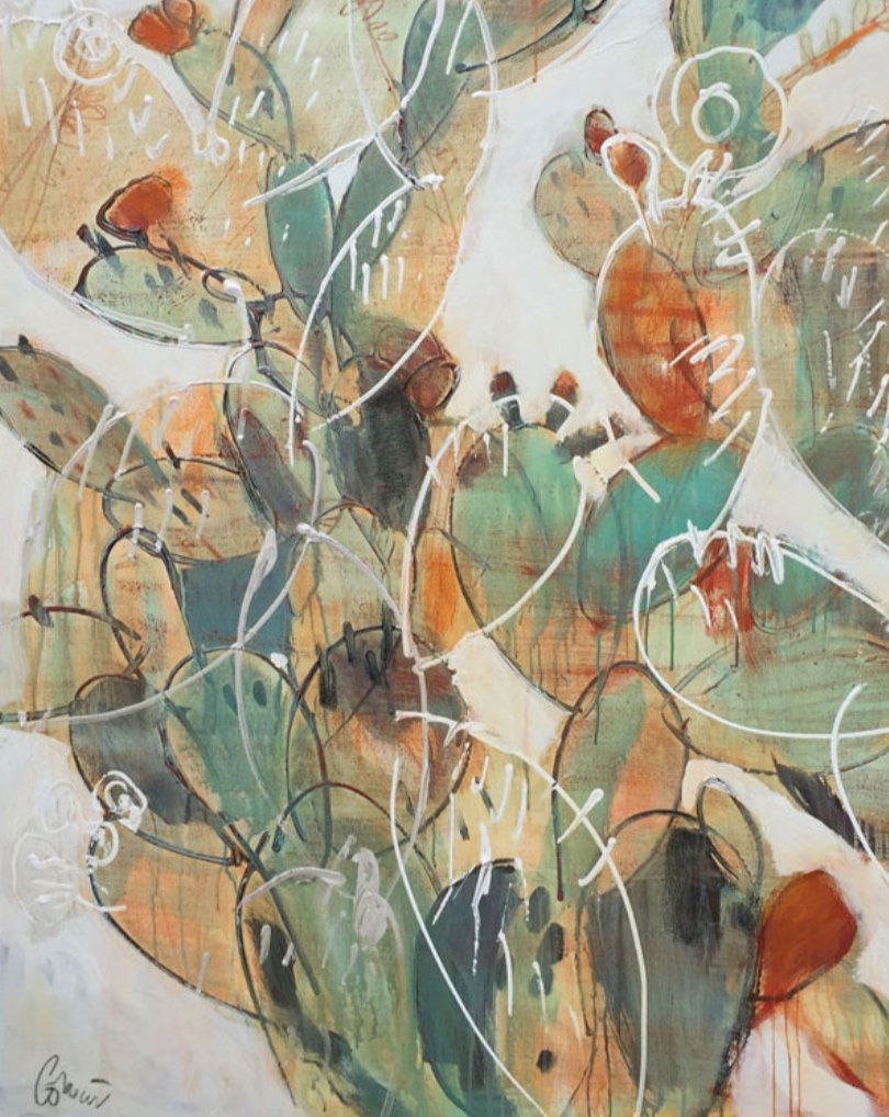 Prickly Pear Dance I, 48x60 mixed media on canvas