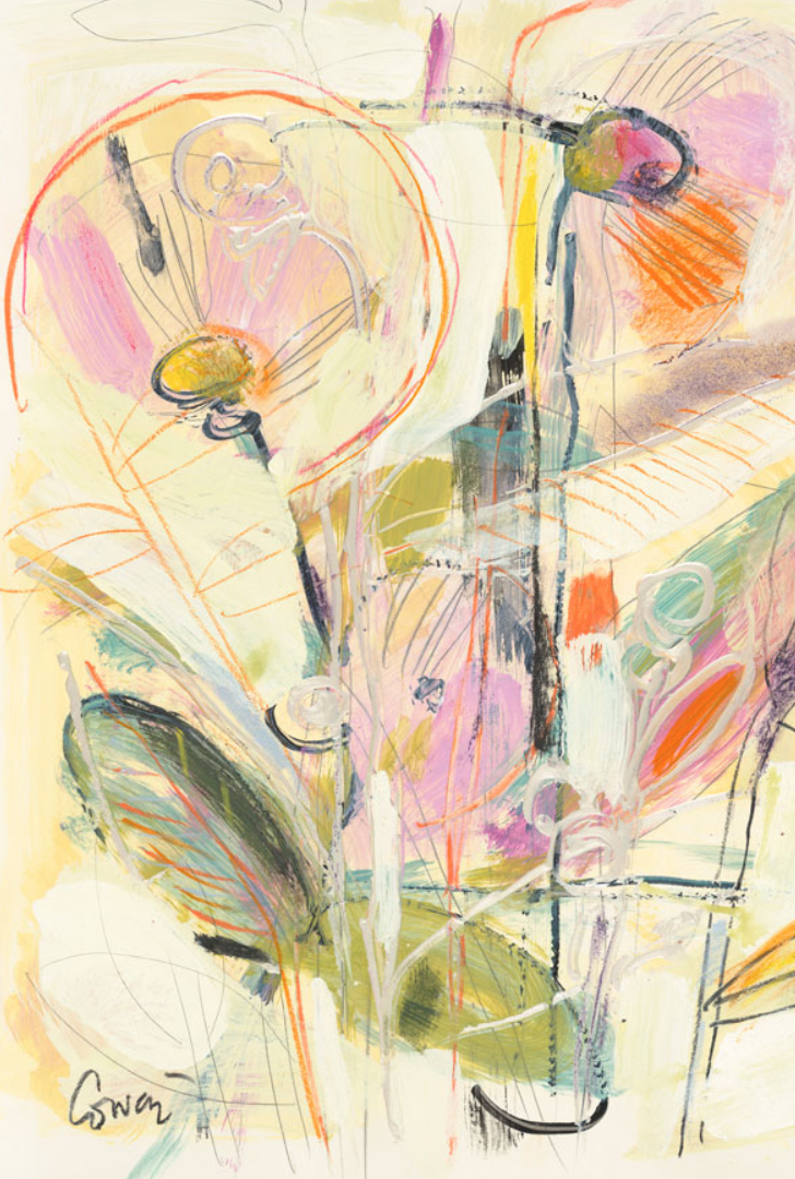 Buttercup Garden II, 22x30 mixed media on paper