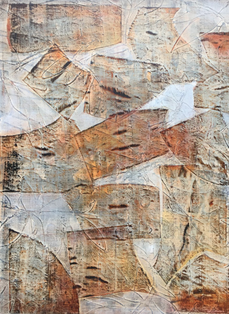 Wooded Path, 48x60 oil and collage on canvas