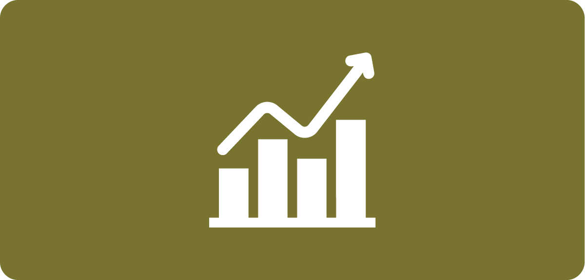 bar graph with arrow pointing up