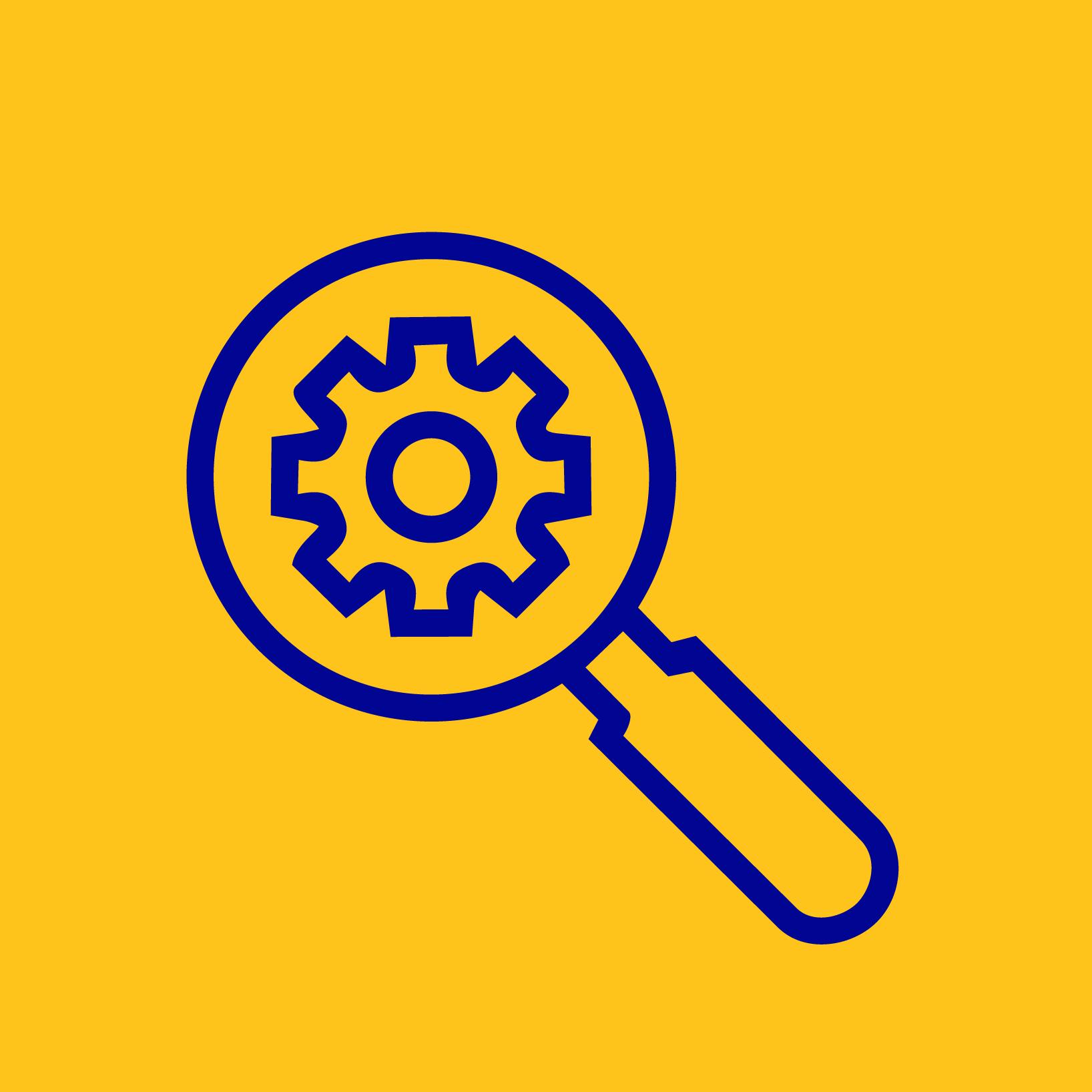 magnifyer with gear icon