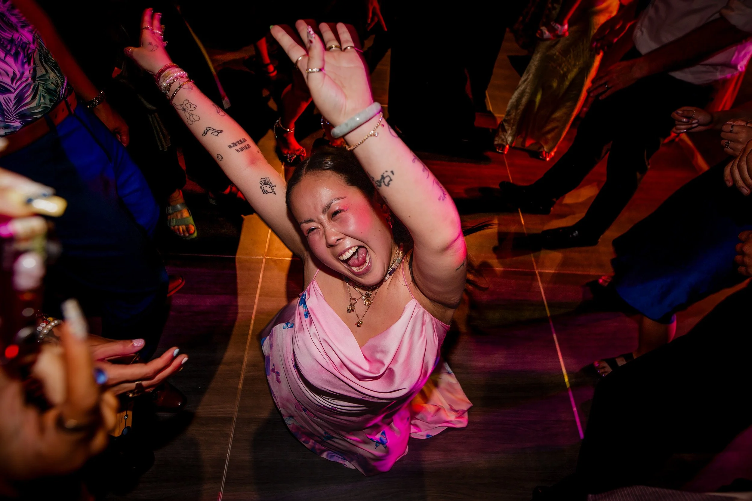 Wedding guest on the dance floor at the Royal Glenora in Edmonton, Alberta 