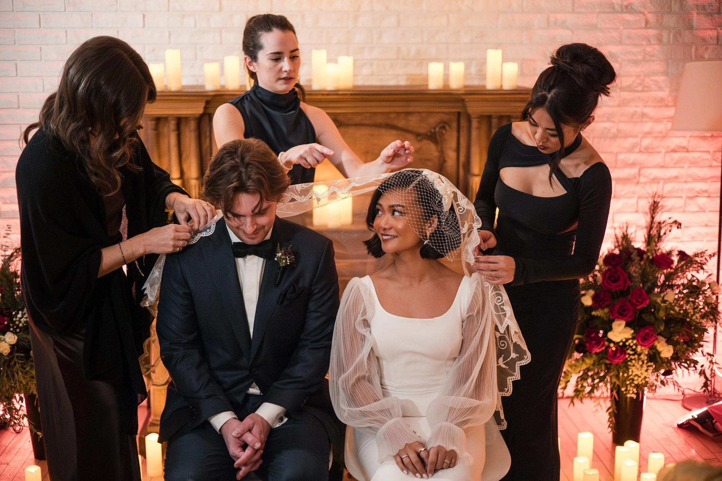 Filipino Wedding traditions during wedding at Little Brick in Edmonton, Alberta  in the winter 