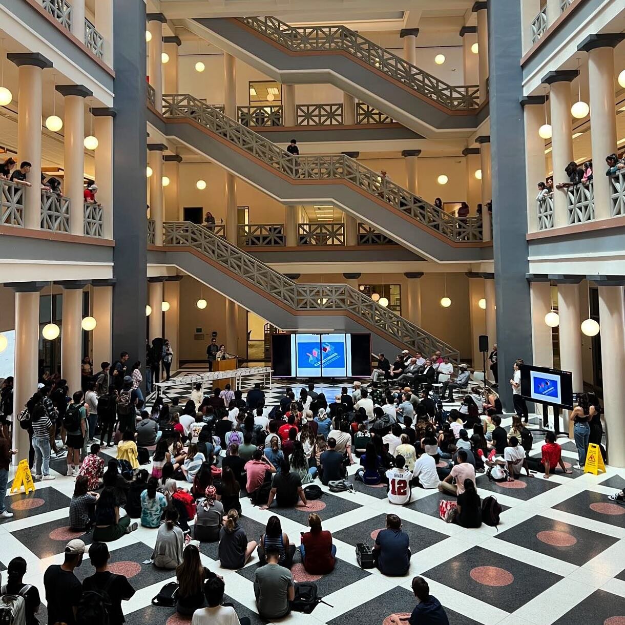 AutoBox, design/build credits in disguise. AutoBox graced the atrium floor once again for the all undergraduate student meeting! Thanks again to @ariasigns and @shaya.attaei for the help in constructing and assembling AutoBox. Because of your team, A