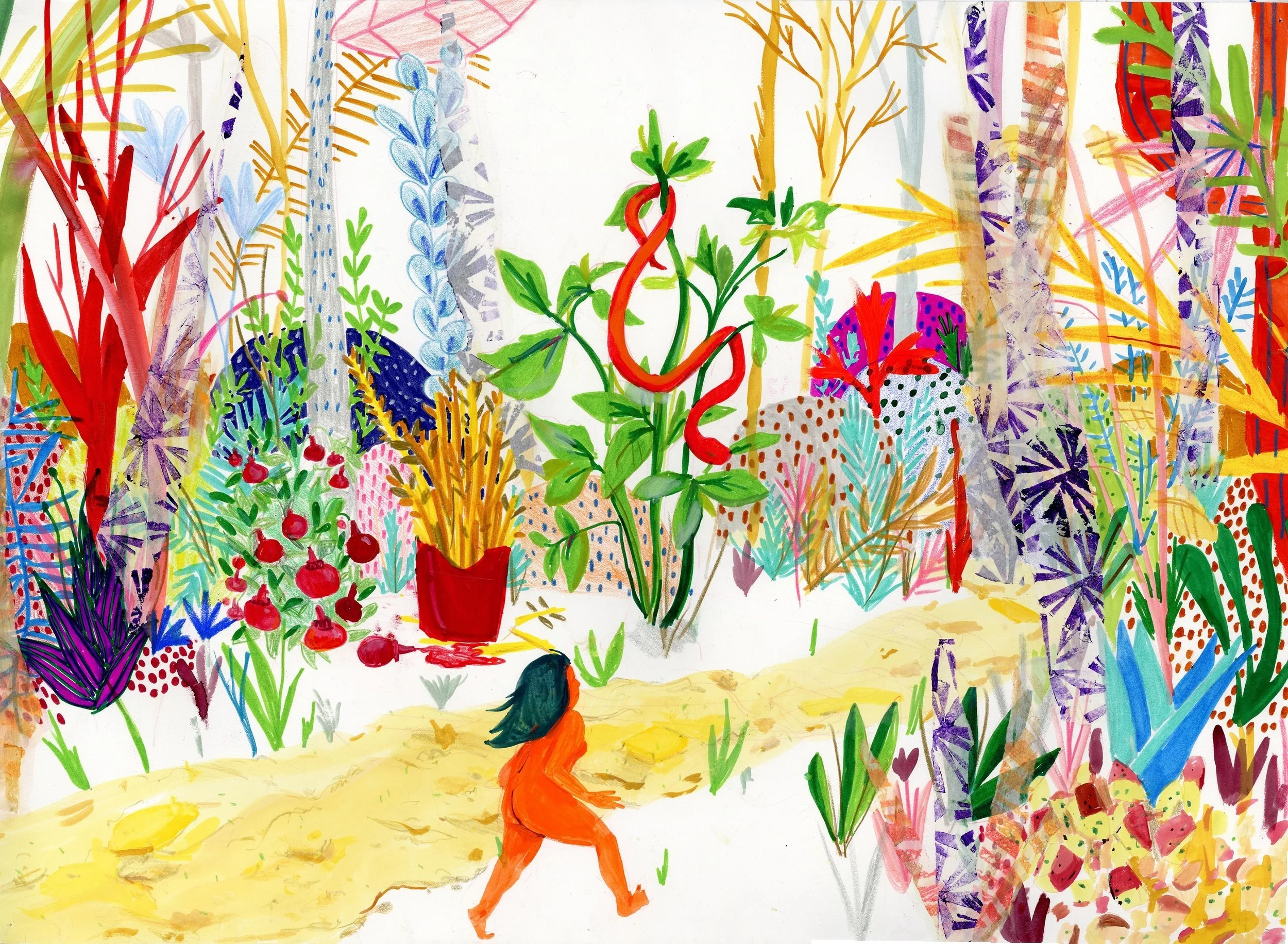 Eve in Potato Eden, 
mixed media