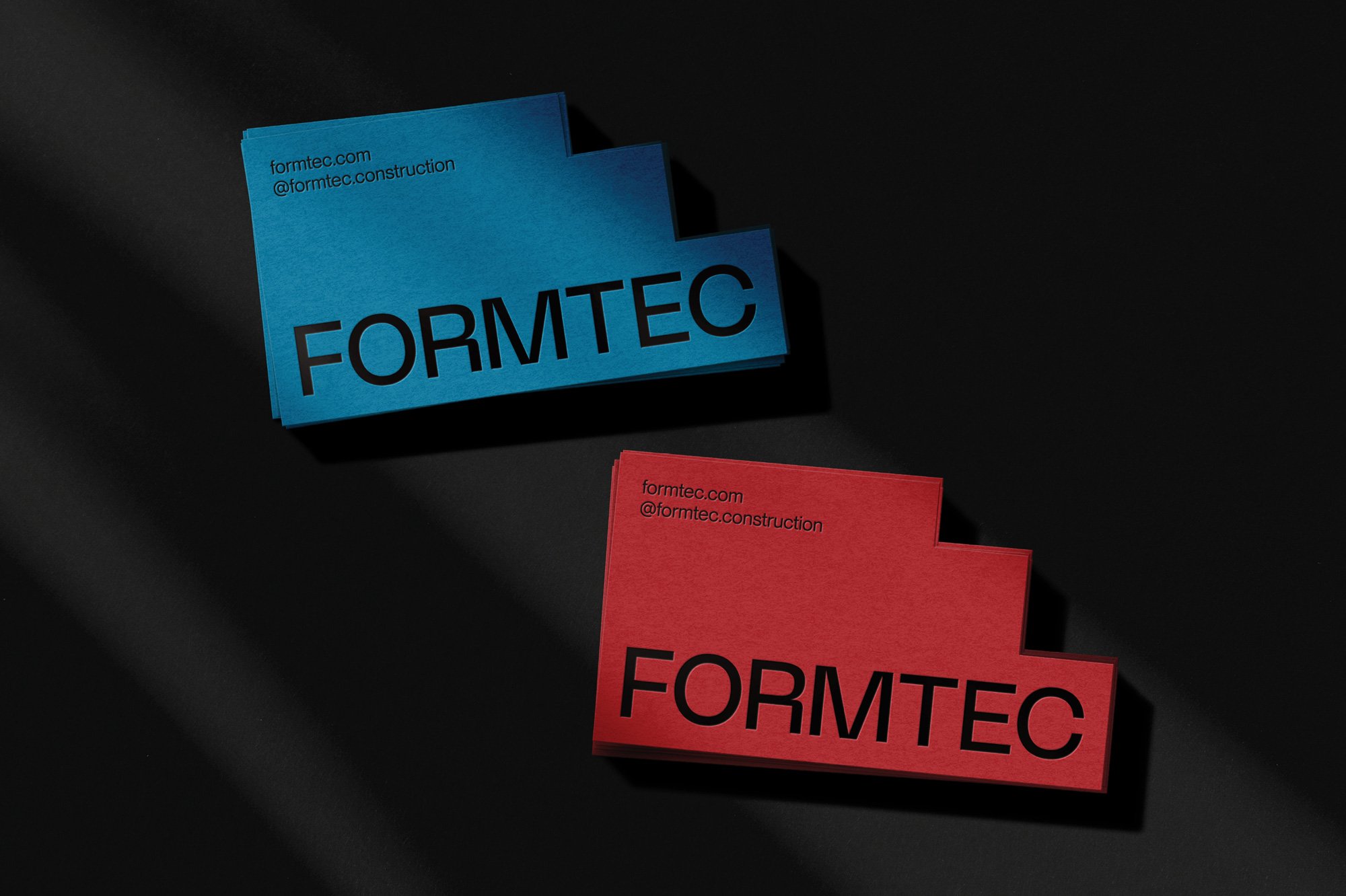 Two die cut business card mockups with shadow detail