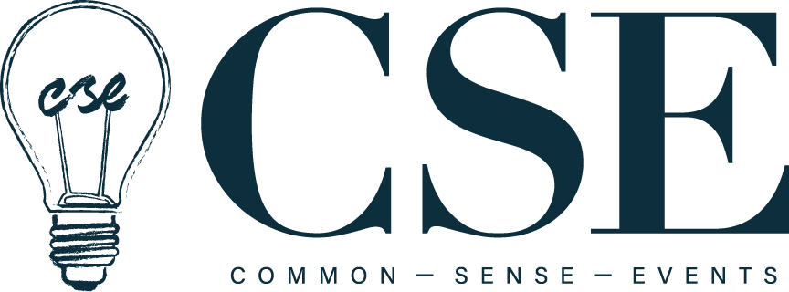 Common Sense Events logo with light bulb graphic.