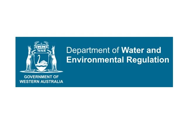 Logo of Western Australia's Department of Water and Environmental Regulation, featuring crest with swan and two figures, linked to Life Cycle Assessment and environmental compliance.