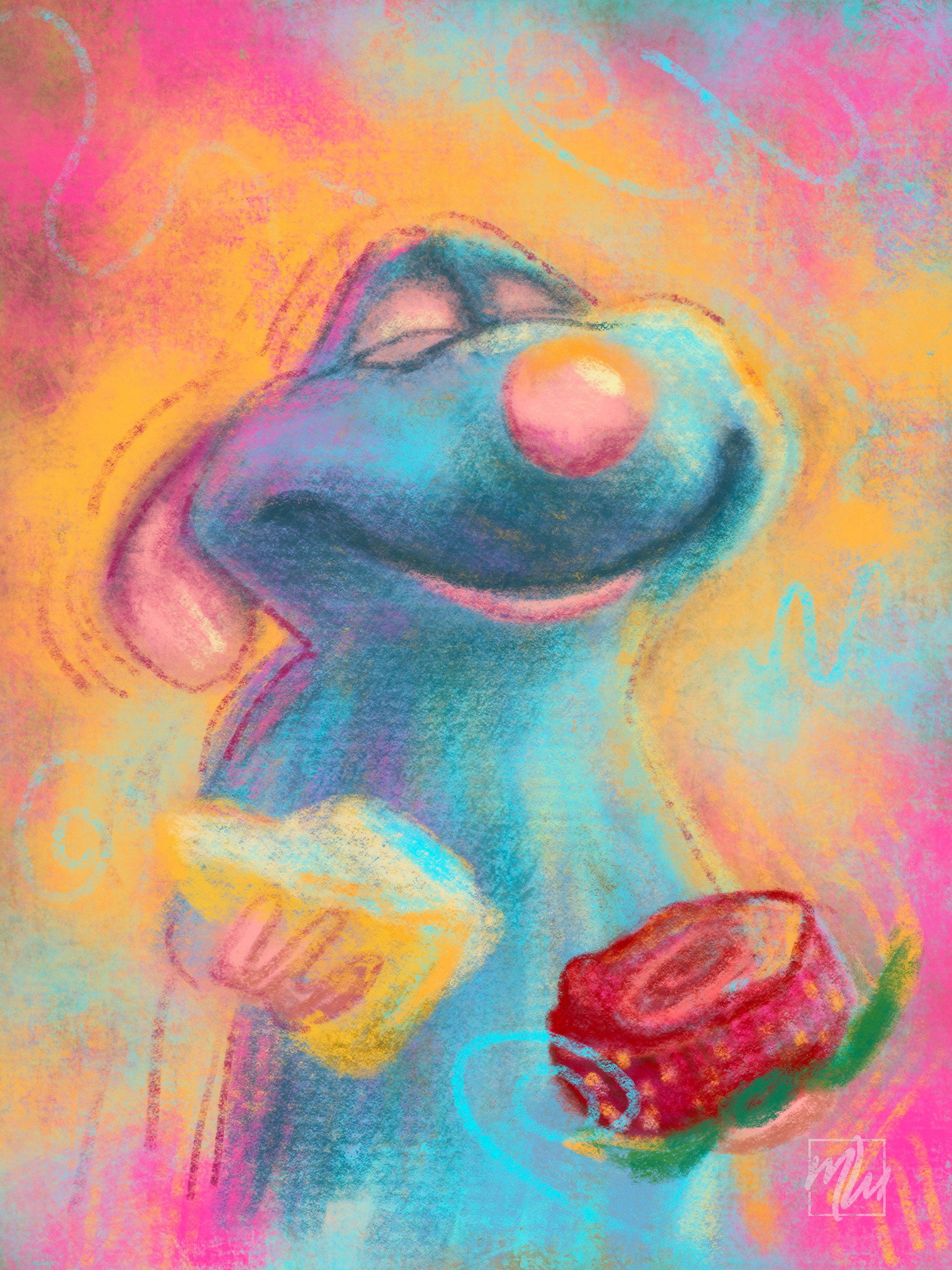 Remy from Disney Pixar's Ratatouille. Digital Oil Pastel painting 