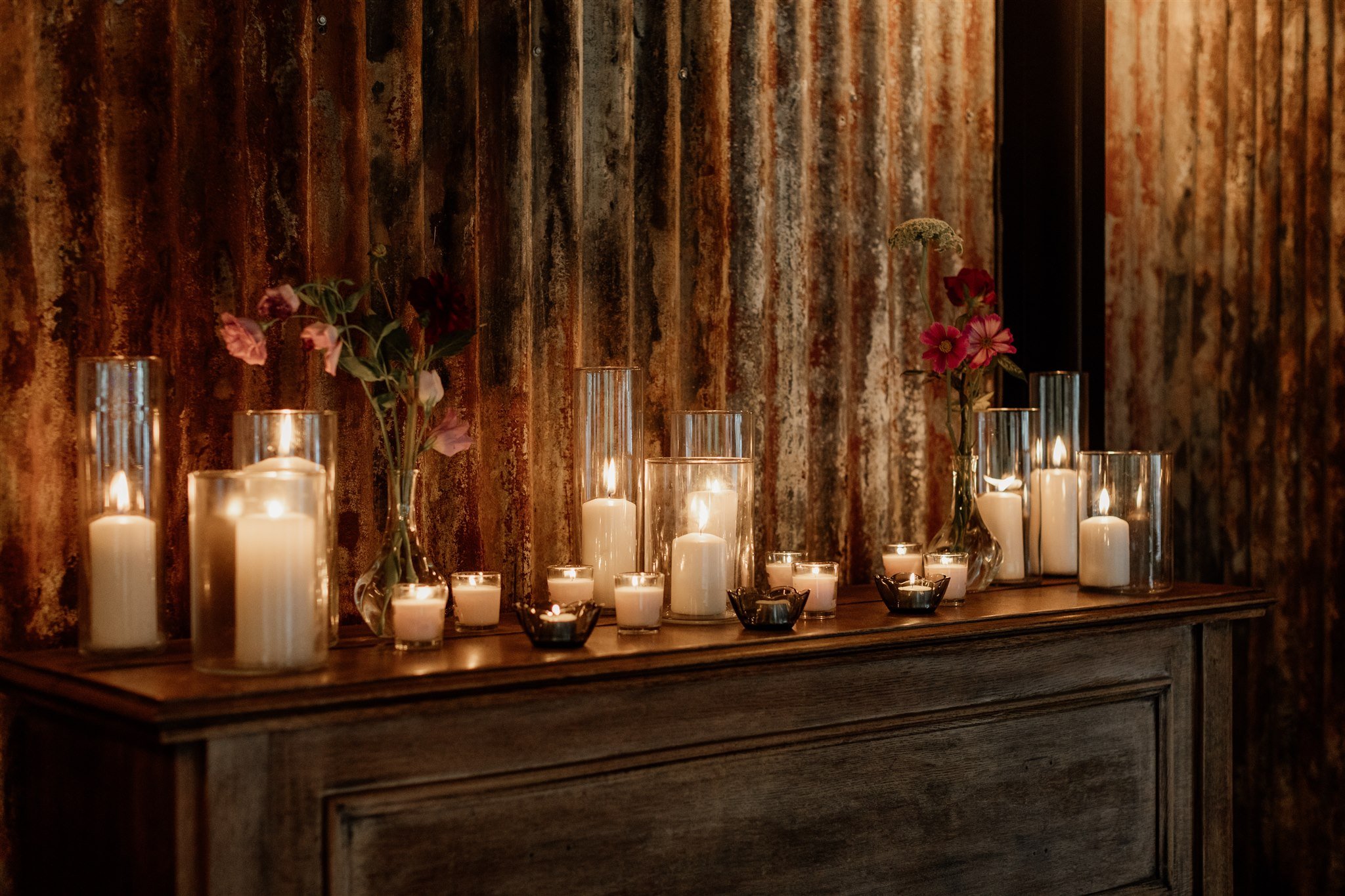 Wooden Piano, Pillar Candles, Tealight Candles, Perth wedding stylist
