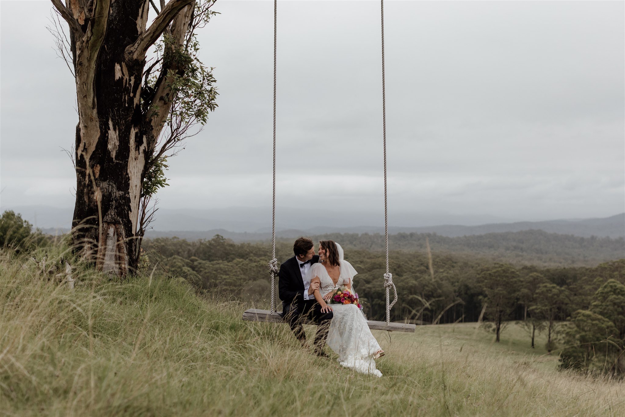 Bride and Groom on Outdoor Swing, Perth wedding planner