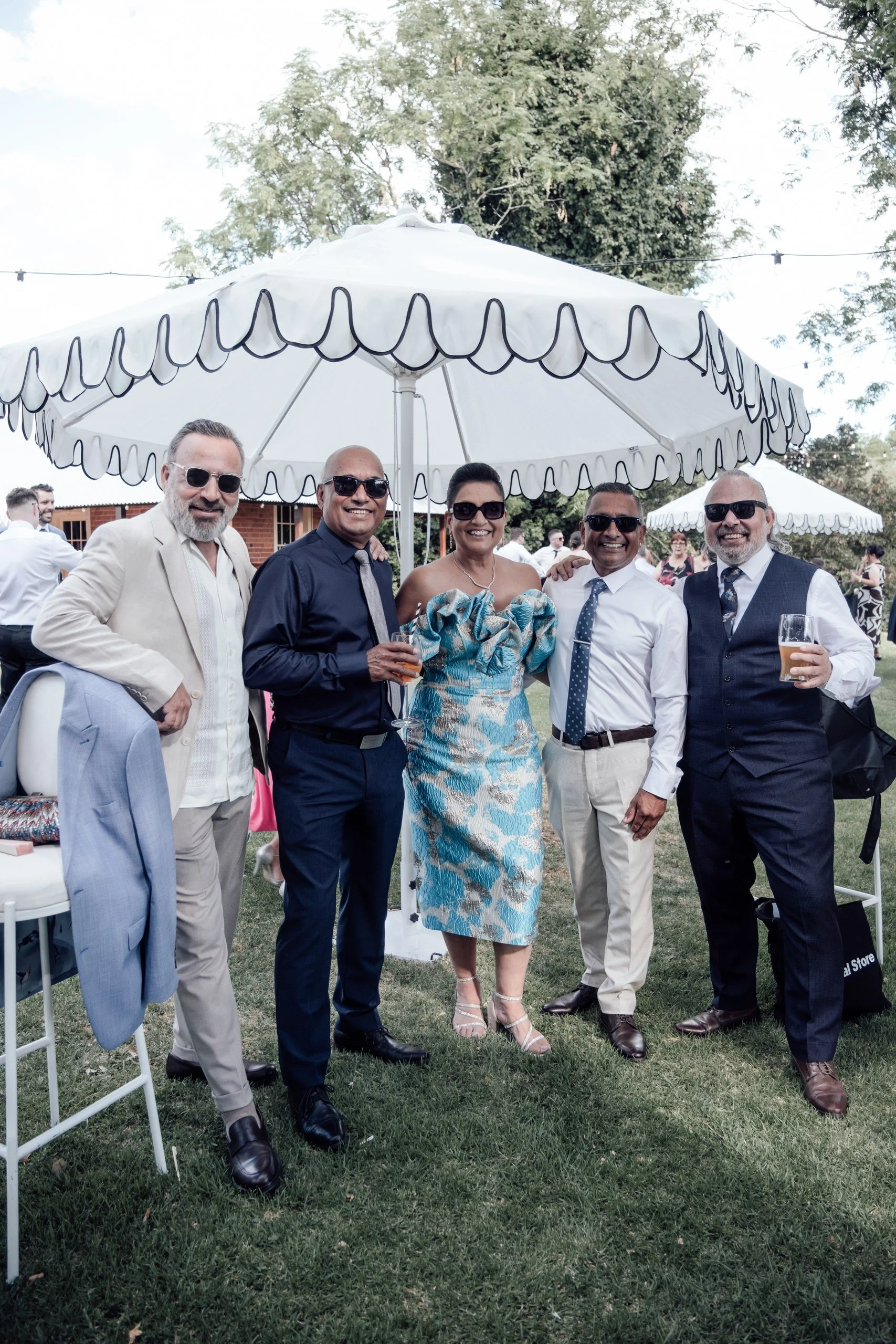 Guests enjoying the styled garden cocktail space before the reception.