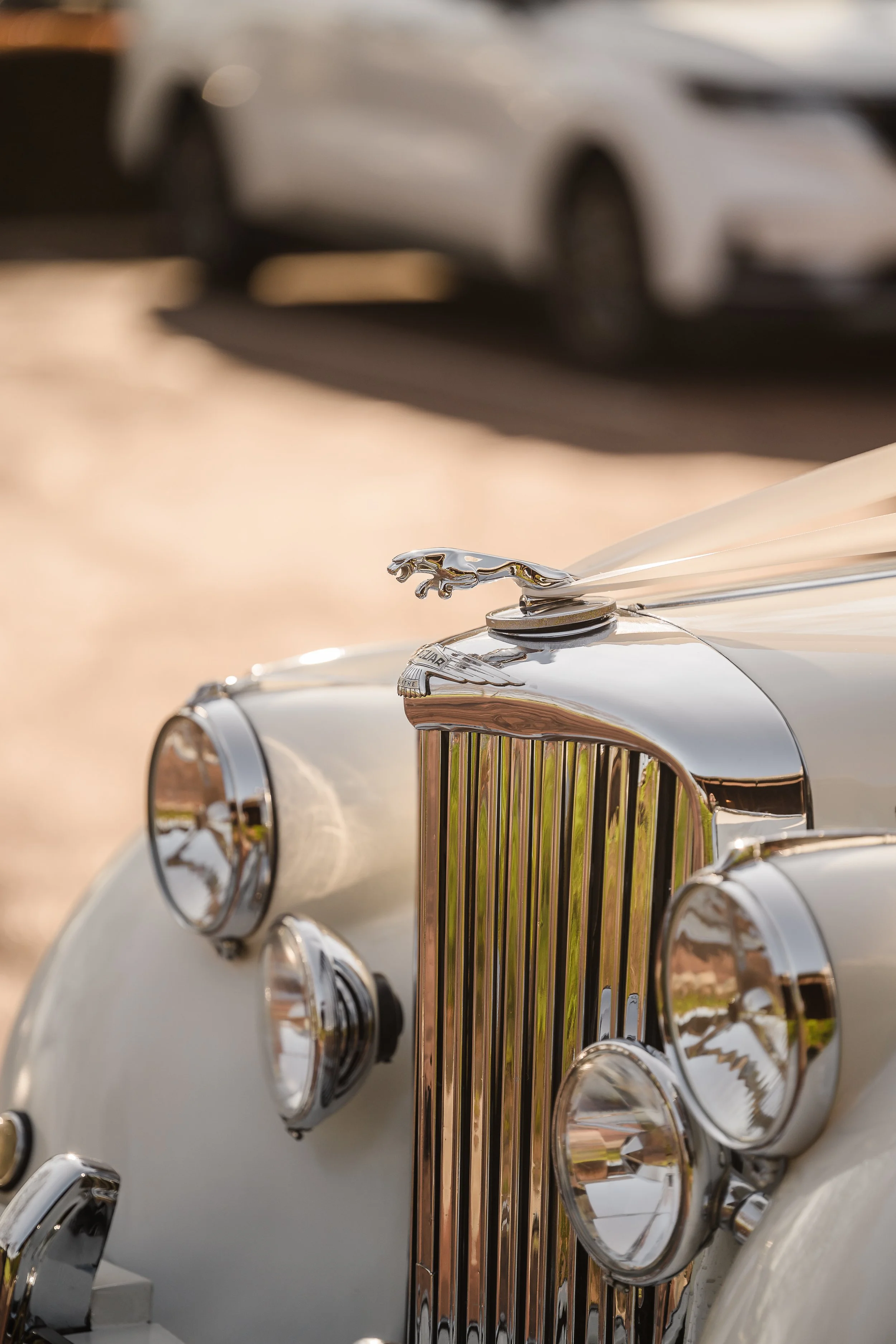 White Jaguar MkV stretch, wedding car at St Mary's Cathedral, Perth