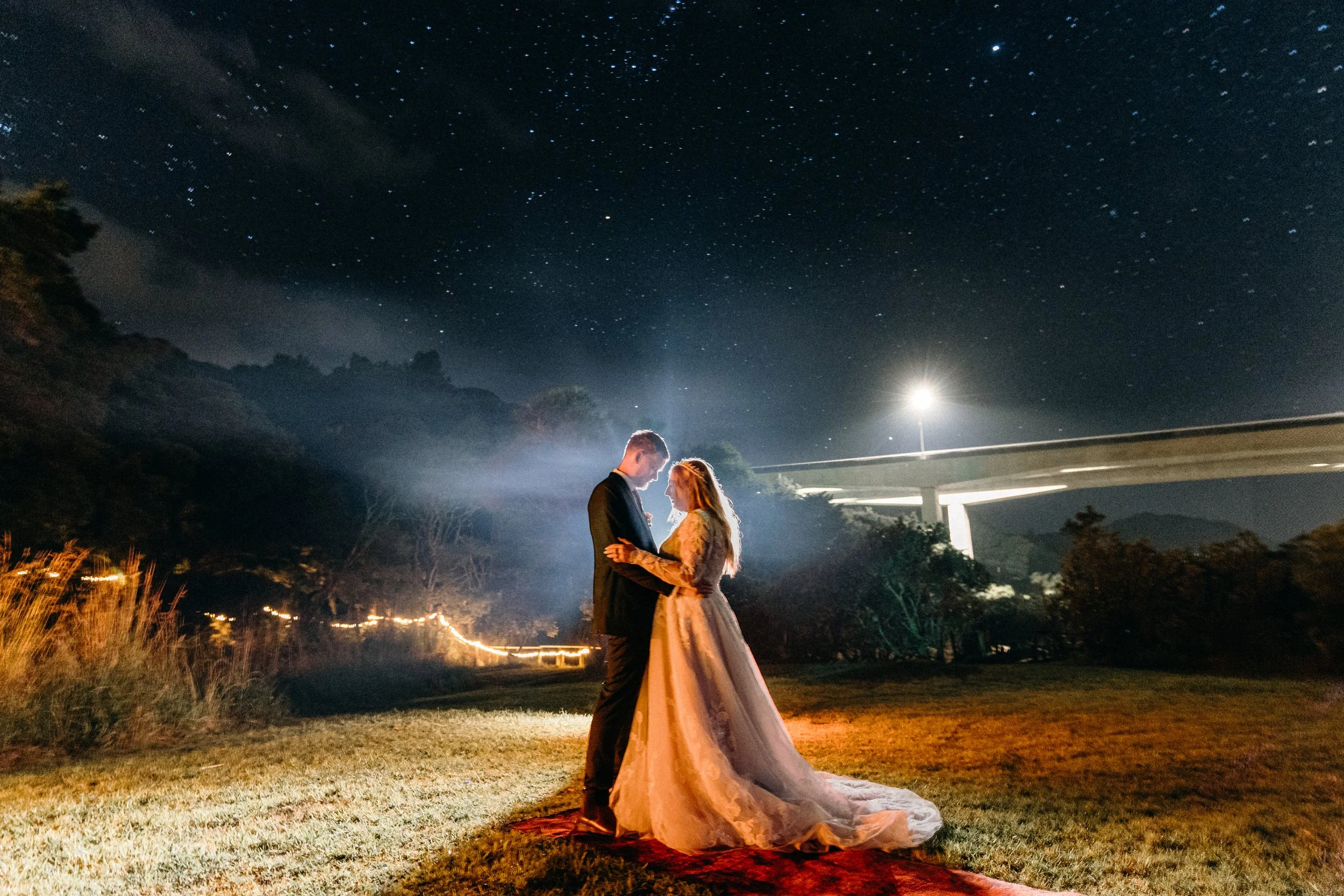 Bride and Groom under the stars