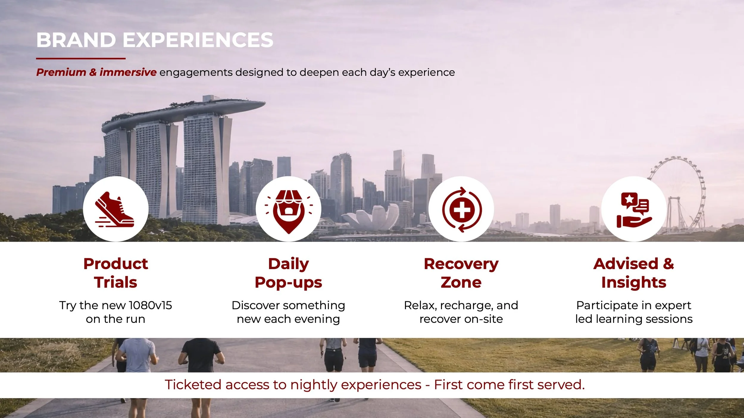 Premium, immersive brand experiences deepen engagement throughout the week. These include live product trials of the 1080v15, rotating daily pop-ups to encourage repeat visits, on-site recovery zones, and expert-led insights. Select evening experienc