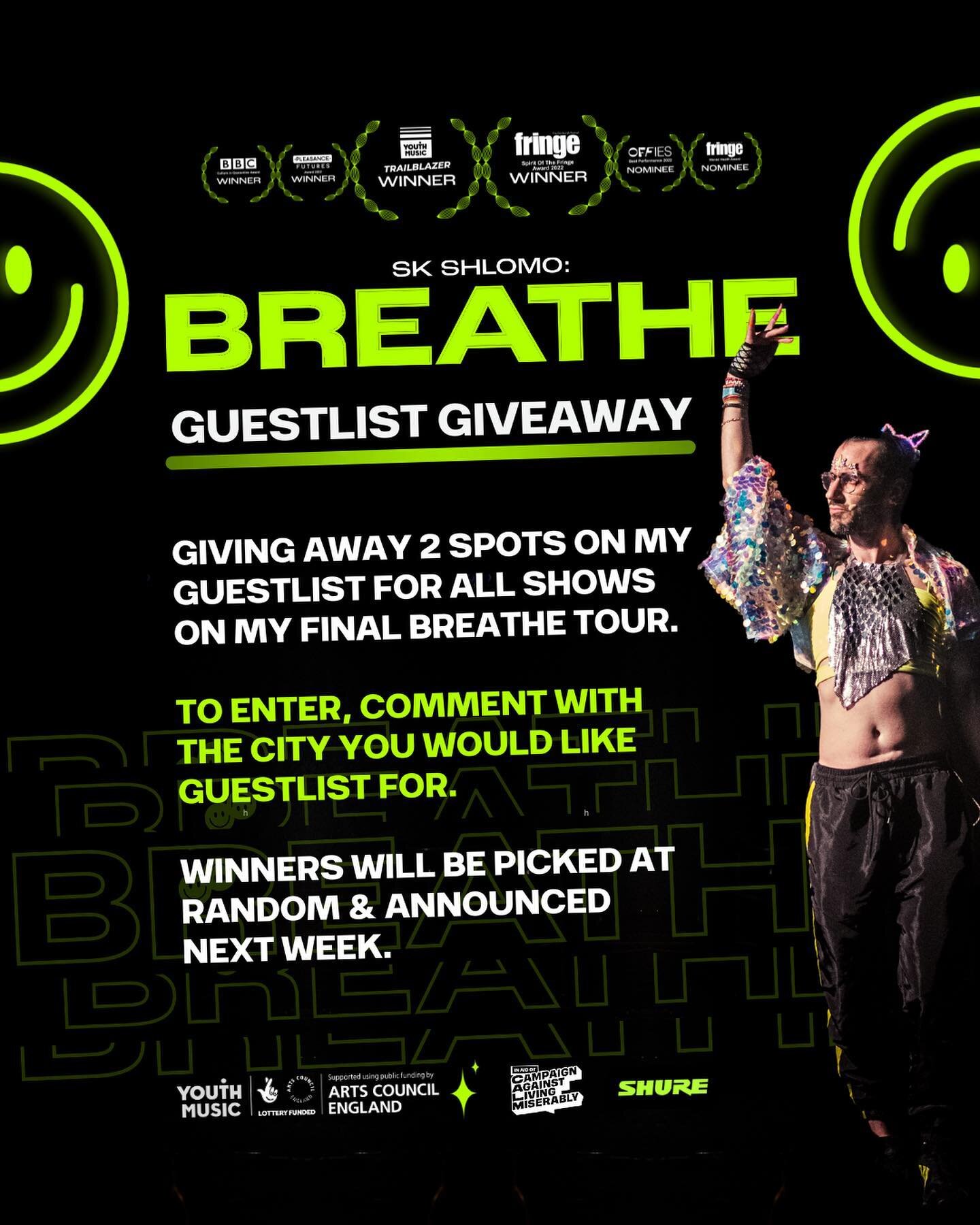 ✨&nbsp;Giving away 2 spots on my guestlist for ALL shows on my UK tour! Comment on this post which city you would like to attend! I&rsquo;ll be announcing winners next week 🩵 good luck! x

✨&nbsp;ICYMI - my award winning solo-show BREATHE is BACK fo