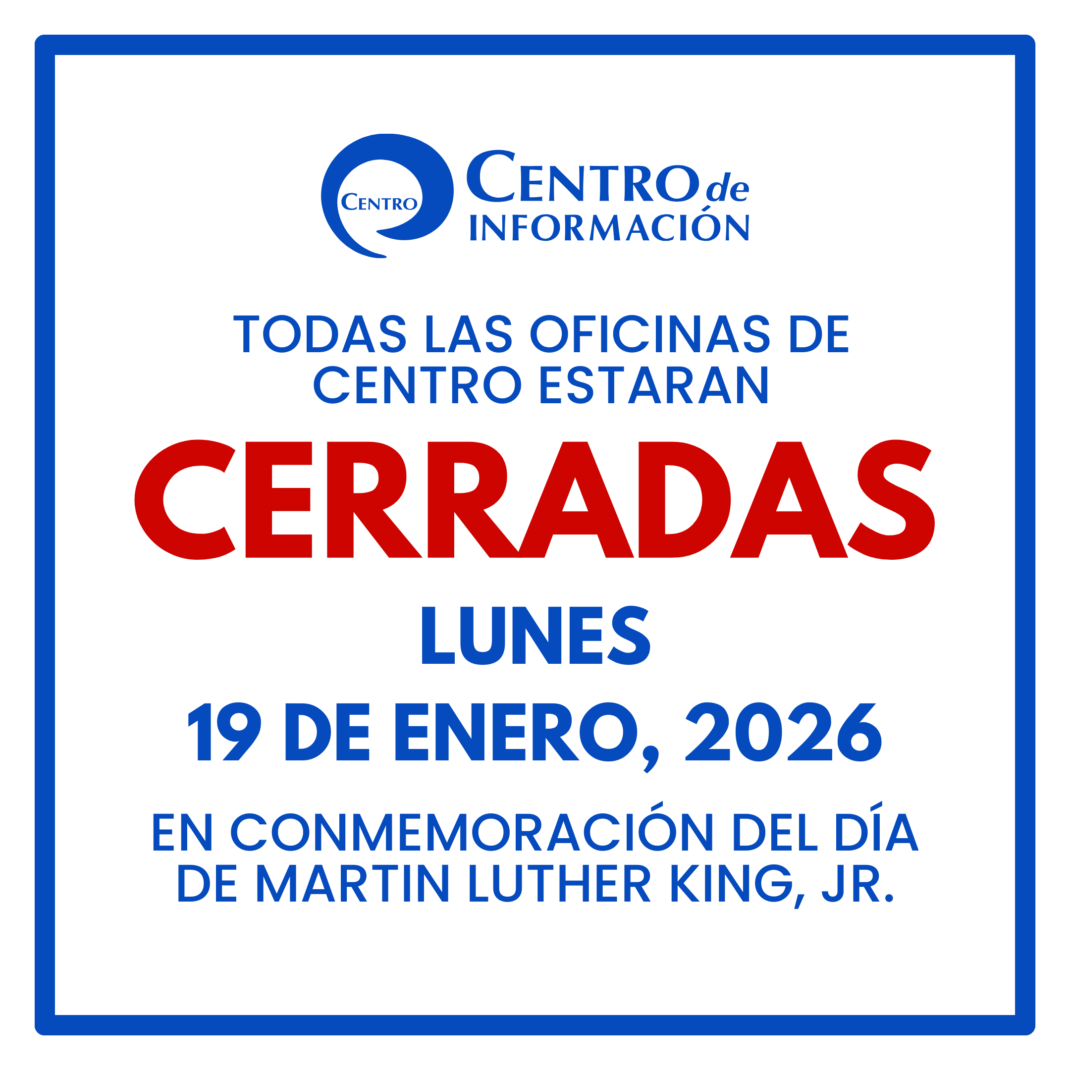 Oficinas de Centro Estaran Cerradas