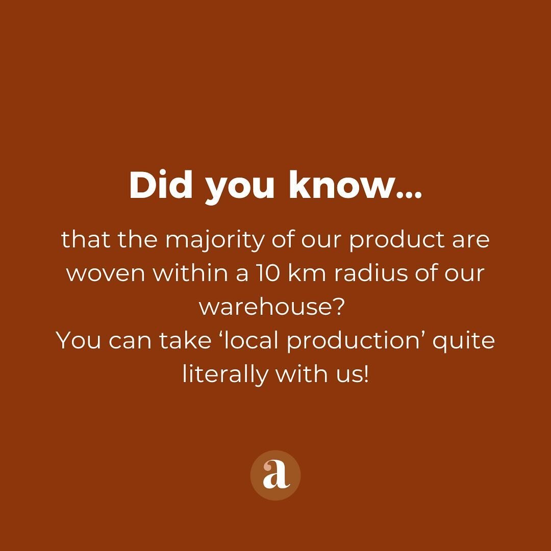 Did you know that the majority of our products are woven within a 10 km radius of our warehouse?
You can take &lsquo;local production&rsquo; quite literally with us! 
 
Want to learn more about us? Visit our website: www.acsento.com
.
.
.
#acsento #r