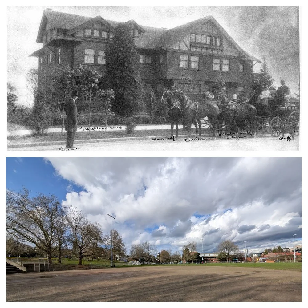 Hold Your Horses and 
1 West Highland Drive

The Queen Anne Club formed in 1922 with the intent of having more neighborhood influence with the City of Seattle government. Streets, sidewalks, streetlights, and parks were all big issues in the 1920&rsq