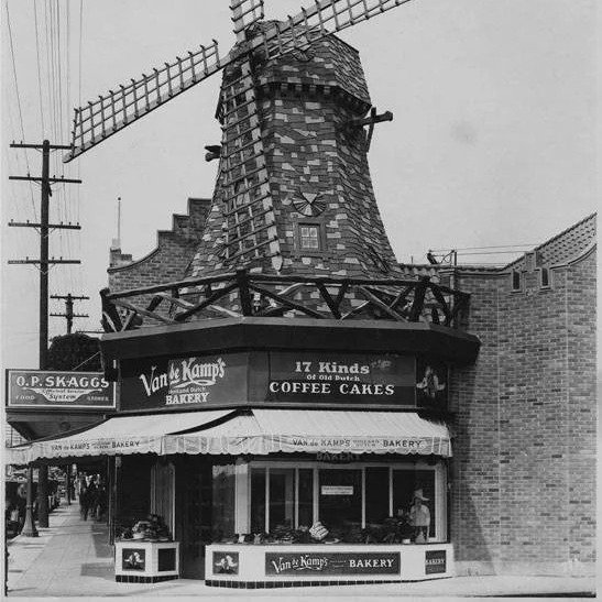 We used to have a windmill.

The Van de Kamps Bakery was at the intersection of Queen Anne Avenue North and Mercer Street from the 1930's to the 1950's.

Photo MOHAI
