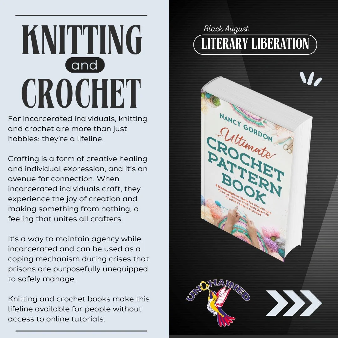 As we celebrate Black August, we have to emphasize the role of crafting in incarcerated liberation efforts. Knitting and crochet are a way for incarcerated individuals to create, self-regulate, and connect with others both inside and outside of priso