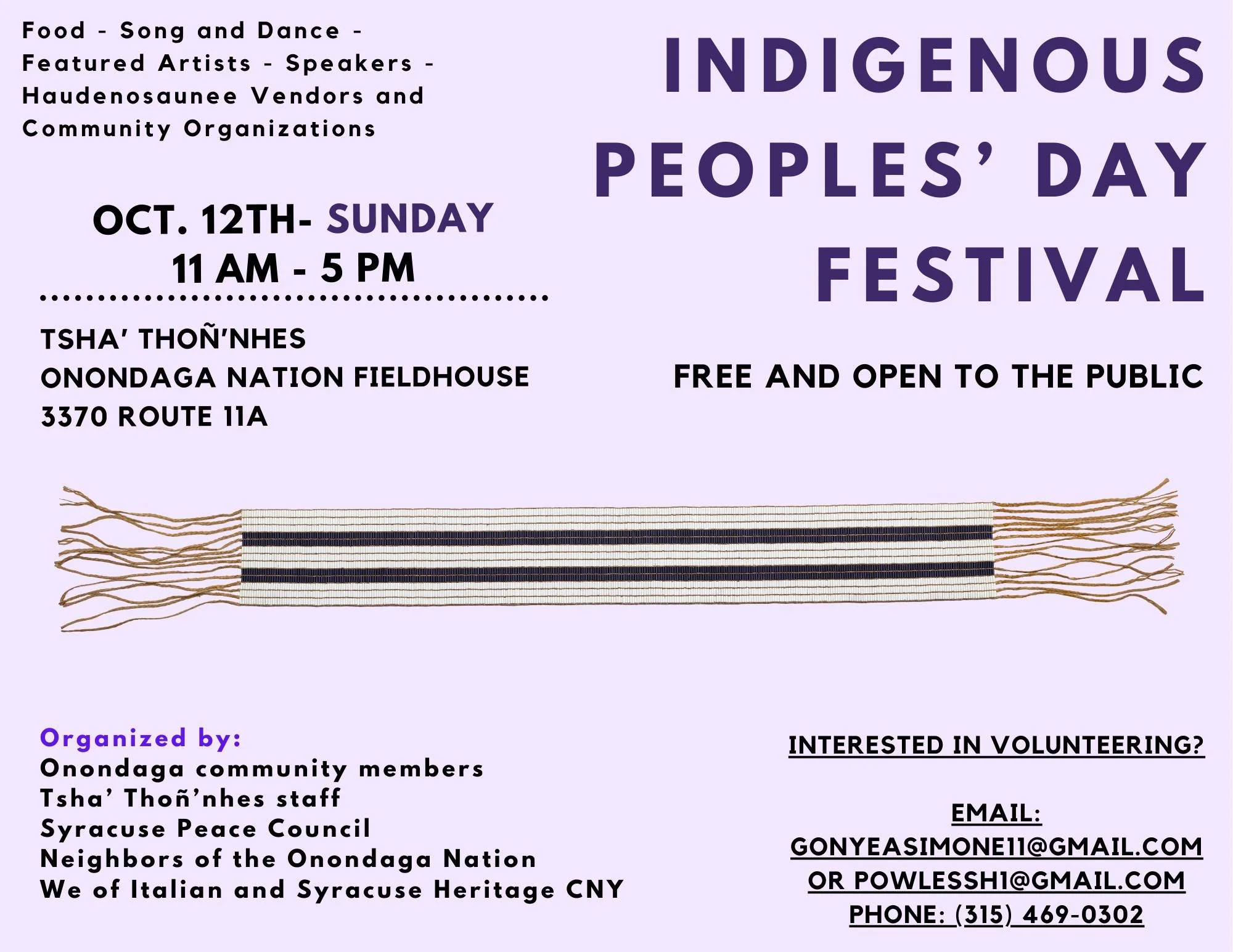 Unchained is proud to be a sponsor for this year's Indigenous People's Day Festival, held this Sunday from 11-5 at the Onondaga Nation Fieldhouse! Go check it out!