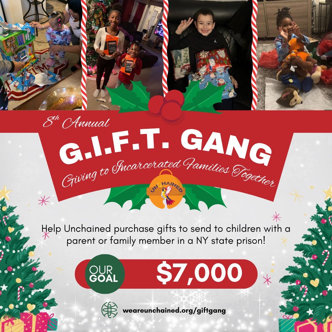 It's our favorite time of year, but we need YOUR help to give gifts to children with an incarcerated parent or family member in NYS. Through generous contributions from supporters like you, we are able to give children a present from their incarcerat