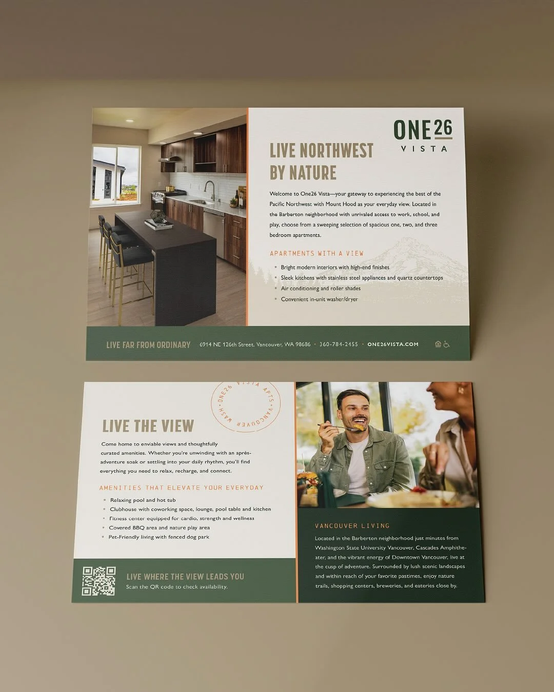 Designed to make a memorable first impression, we crafted leasing materials to entice and excite prospective tenants looking to put down roots in the rapidly evolving Barberton neighborhood of Vancouver, WA.
.
.
.
#ThinkJoule #DesignAgency #One26Vist
