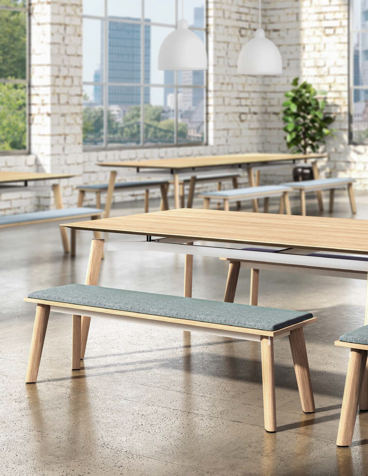 Peabody Office Furniture Featured Café Solutions Table with Seating Bench