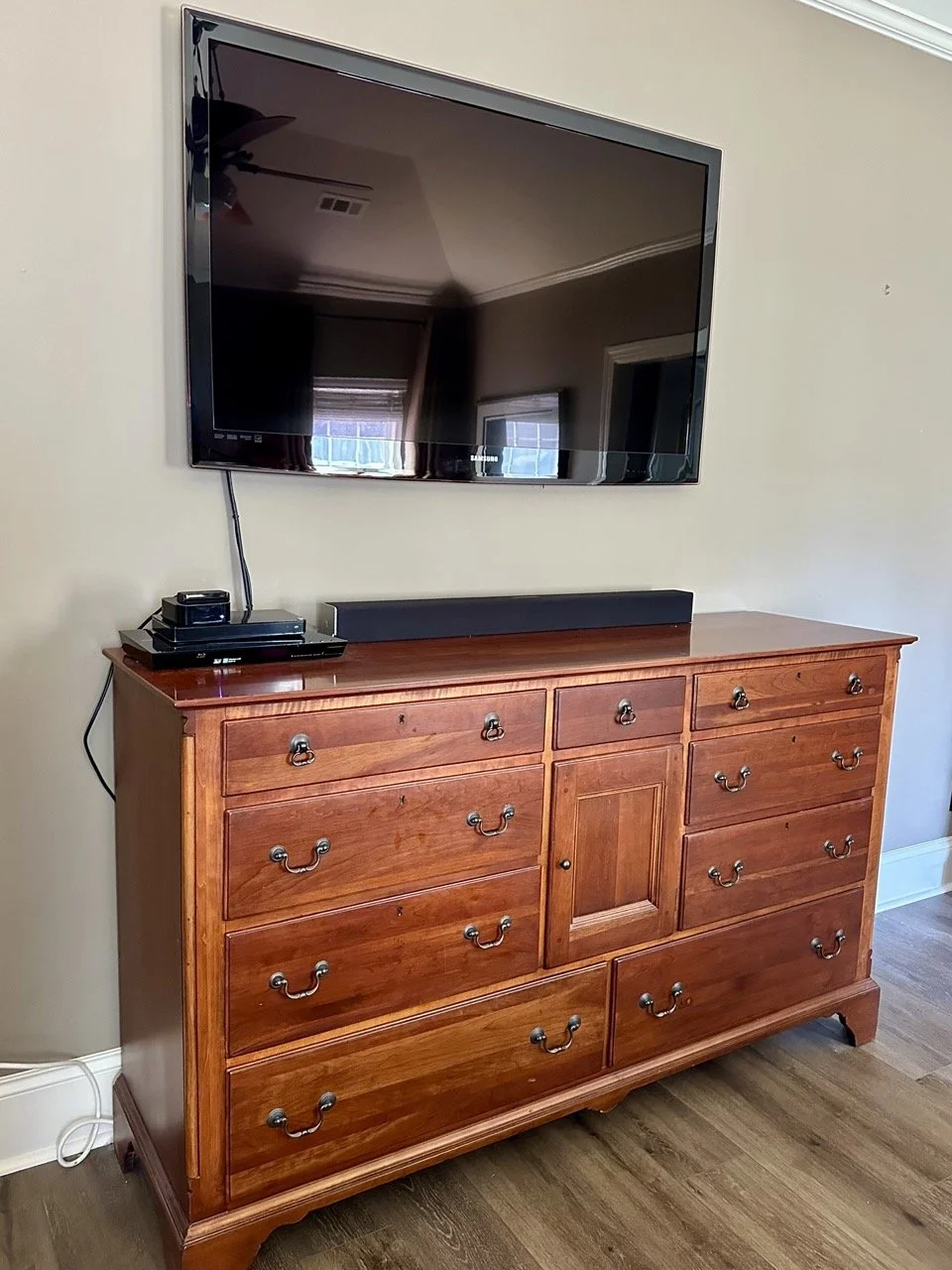 $800 • Bob Timberlake Long Solid Wood Dresser / Media Console (68”W) • Versatile piece for bedroom, living room, or dining. Multiple drawers + center cabinet. Warm finish, excellent condition. 68”W x 19.5”D x 40.25”H. Bundle pricing available with ma